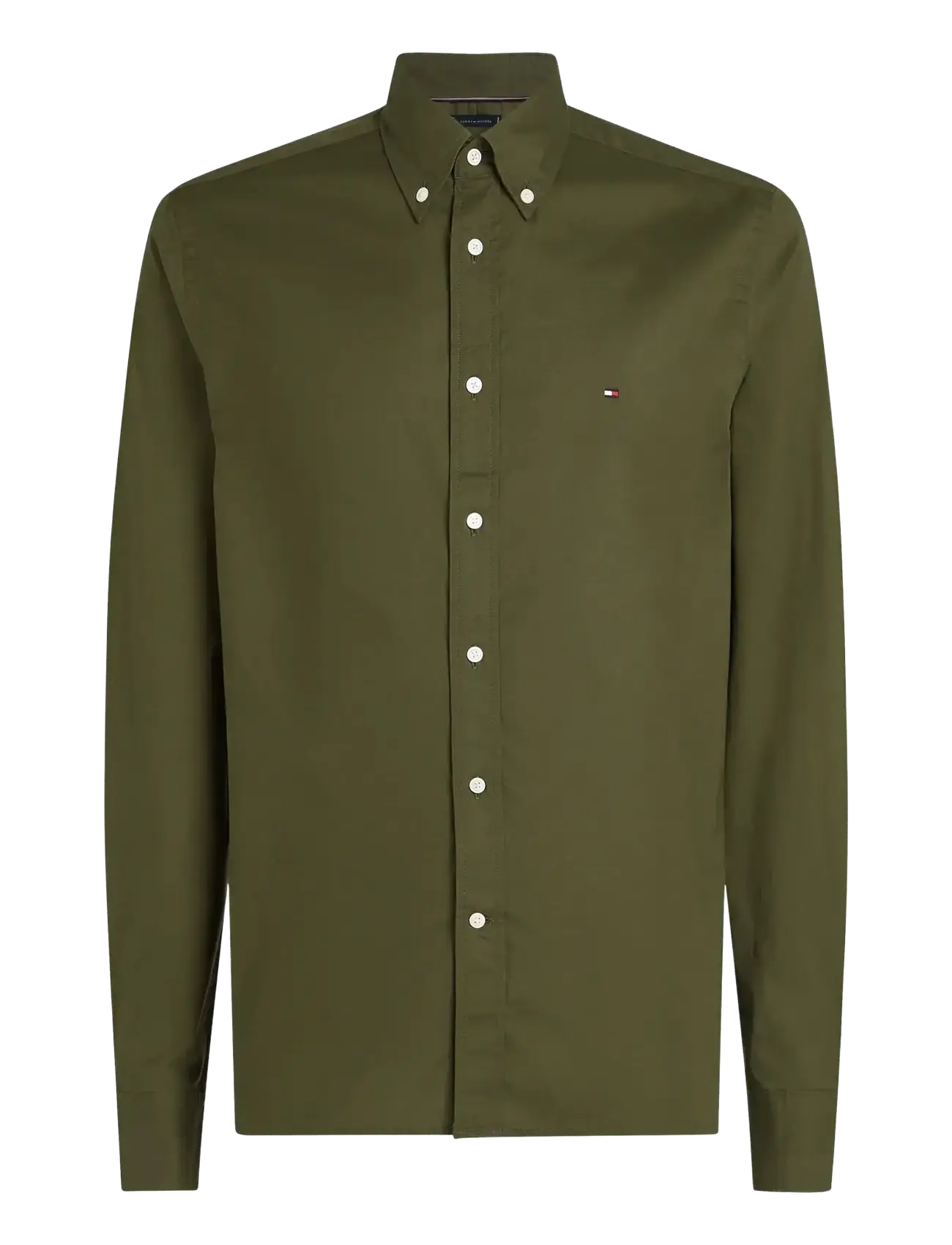 Tommy Hilfiger - FLEX POPLIN SOLID RF SHIRT - män - army green - 1