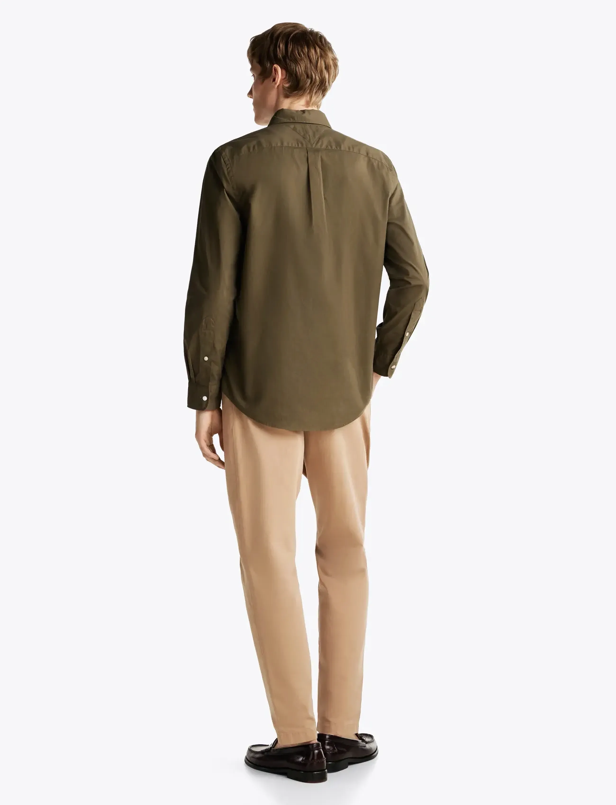 Tommy Hilfiger - FLEX POPLIN SOLID RF SHIRT - män - army green - 4