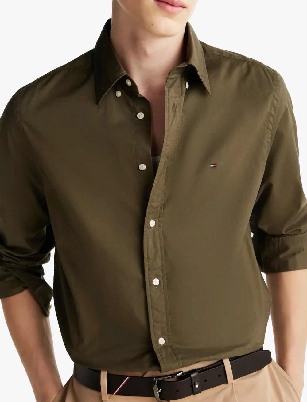 Tommy Hilfiger - FLEX POPLIN SOLID RF SHIRT - oxford shirts - army green - 5