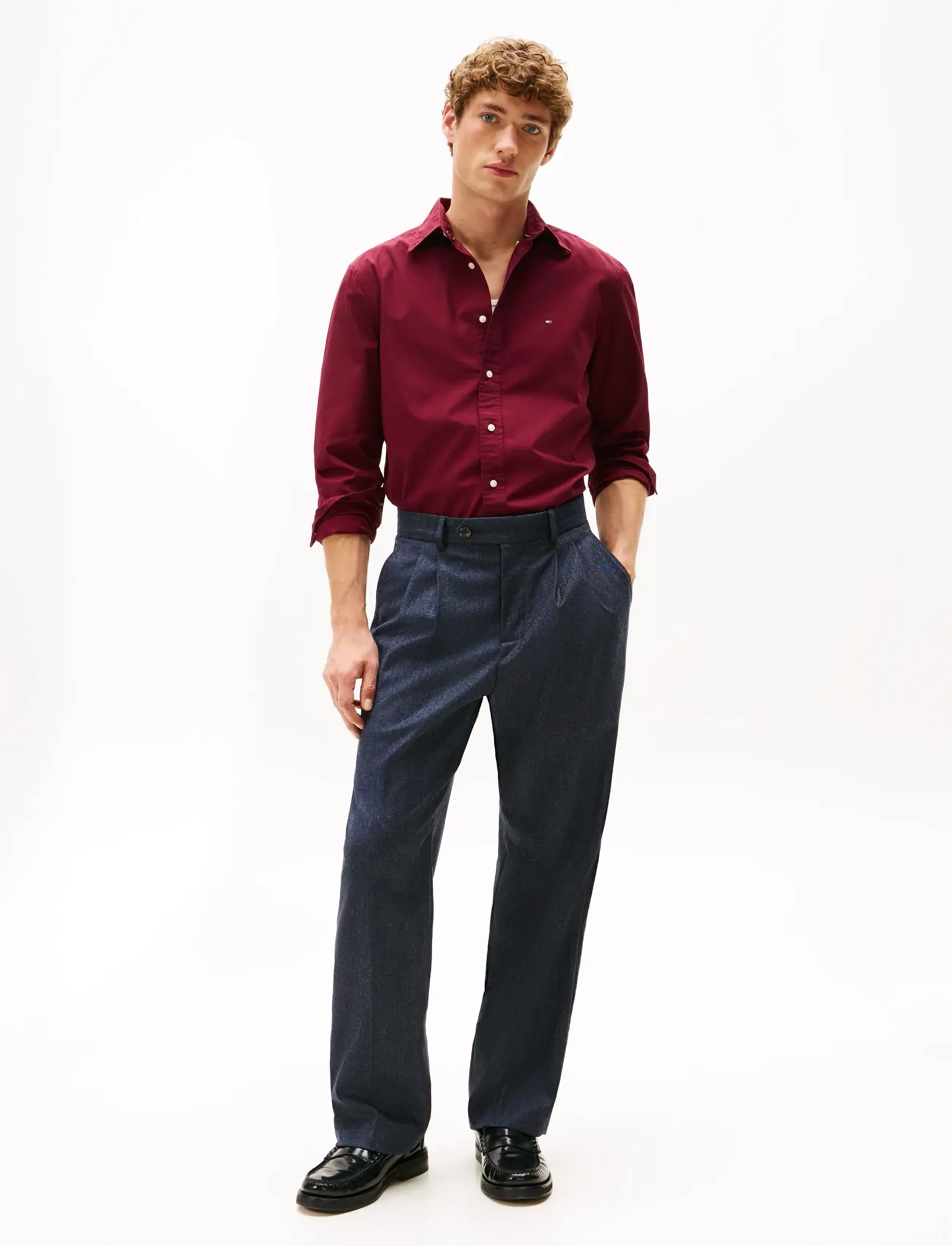 Tommy Hilfiger - FLEX POPLIN SOLID RF SHIRT - mænd - burgundy - 2