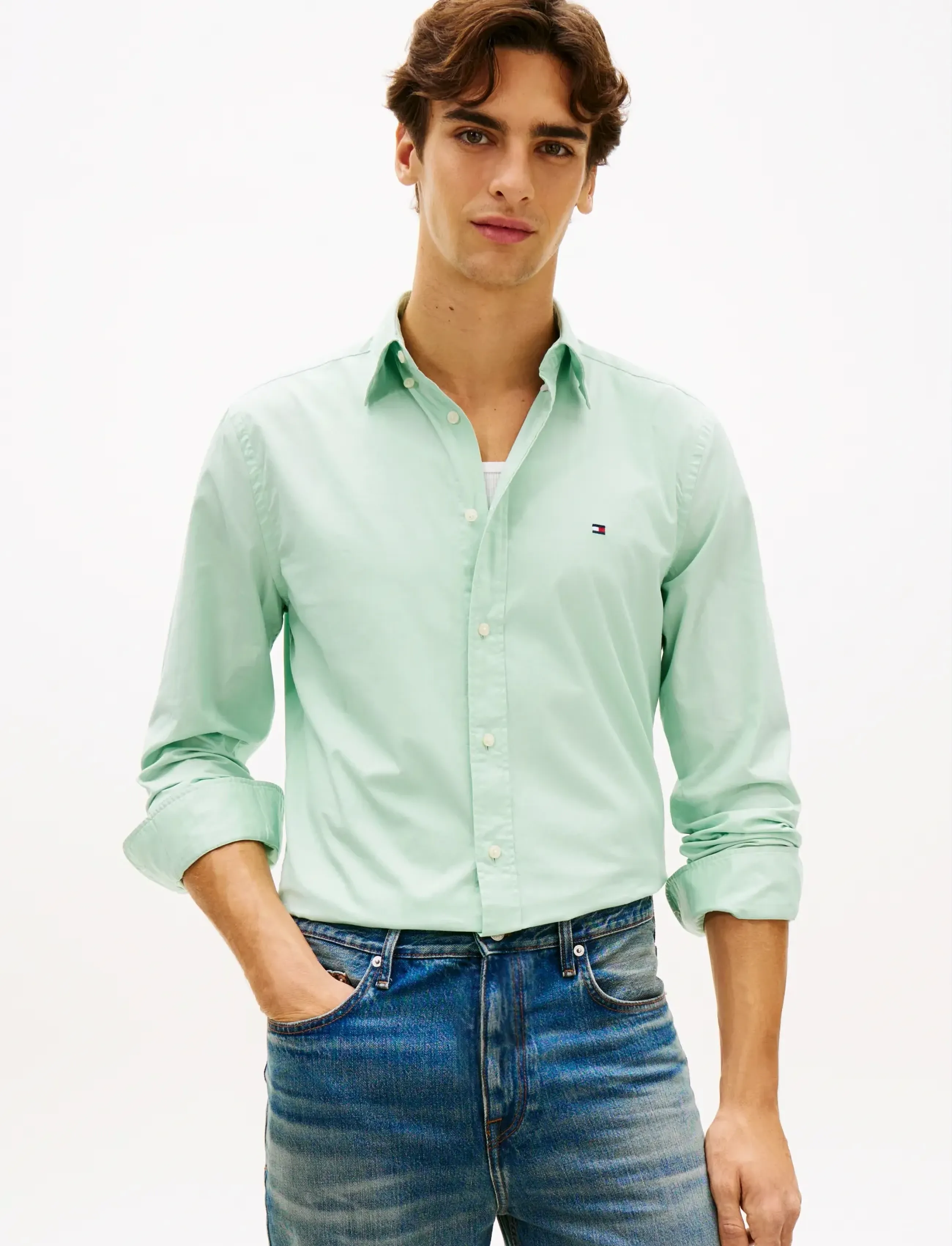 Tommy Hilfiger FLEX POPLIN SOLID RF SHIRT - Kleidung - CRUSHED MINT / green
