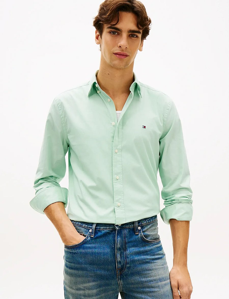 Tommy Hilfiger - FLEX POPLIN SOLID RF SHIRT - oxfordi särgid - crushed mint - 0