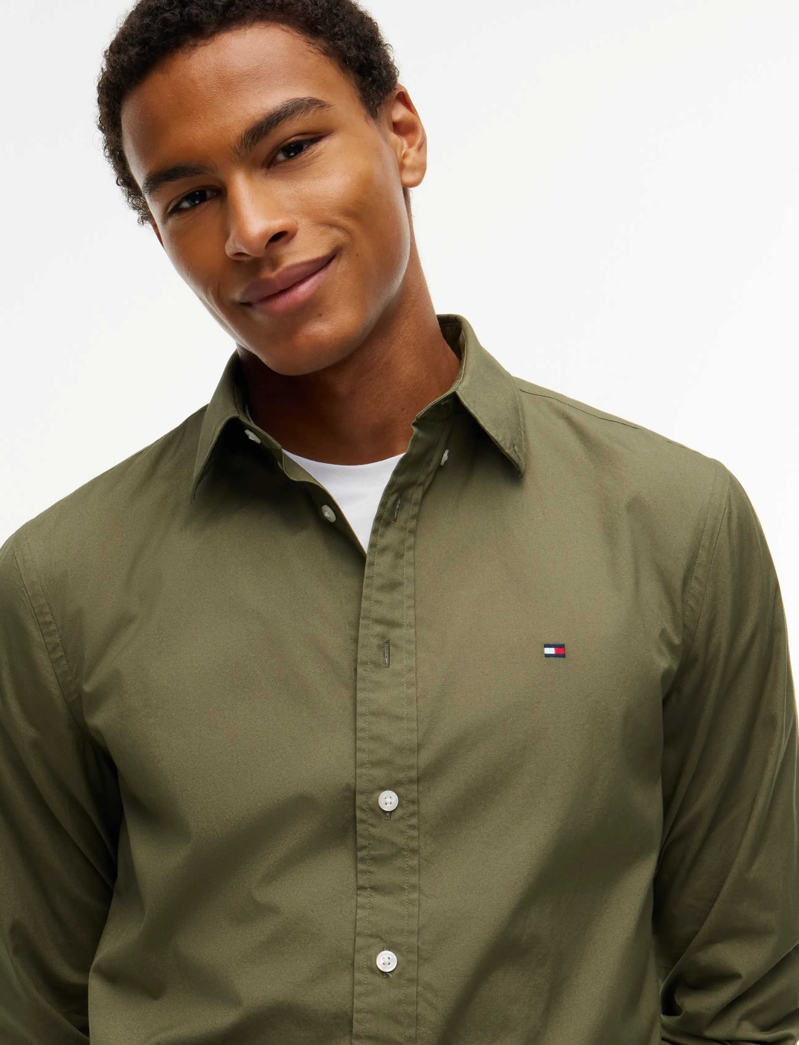 Tommy Hilfiger - FLEX POPLIN SOLID RF SHIRT - oxfordi särgid - ghost fern - 3