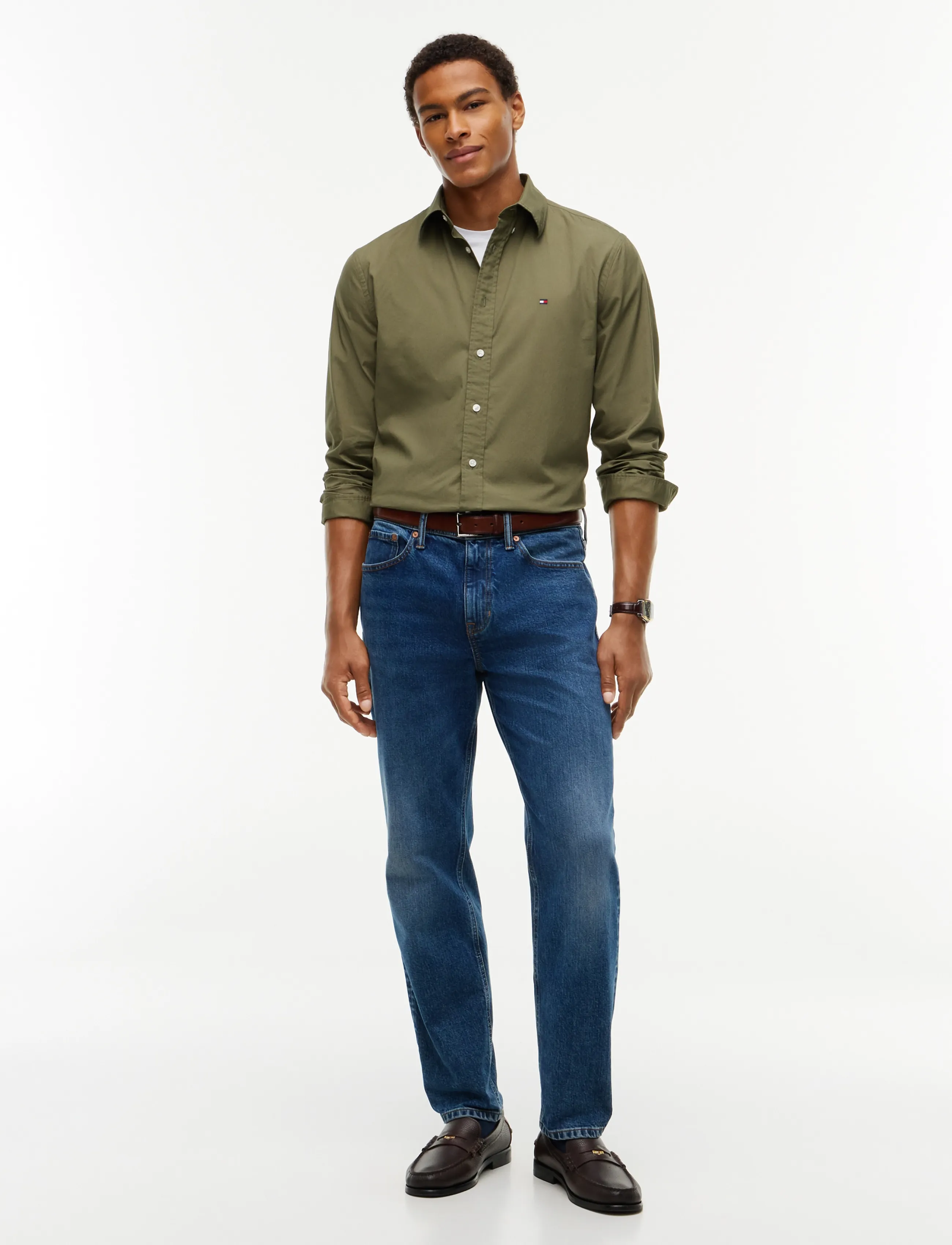 Tommy Hilfiger - FLEX POPLIN SOLID RF SHIRT - oxfordi särgid - ghost fern - 4