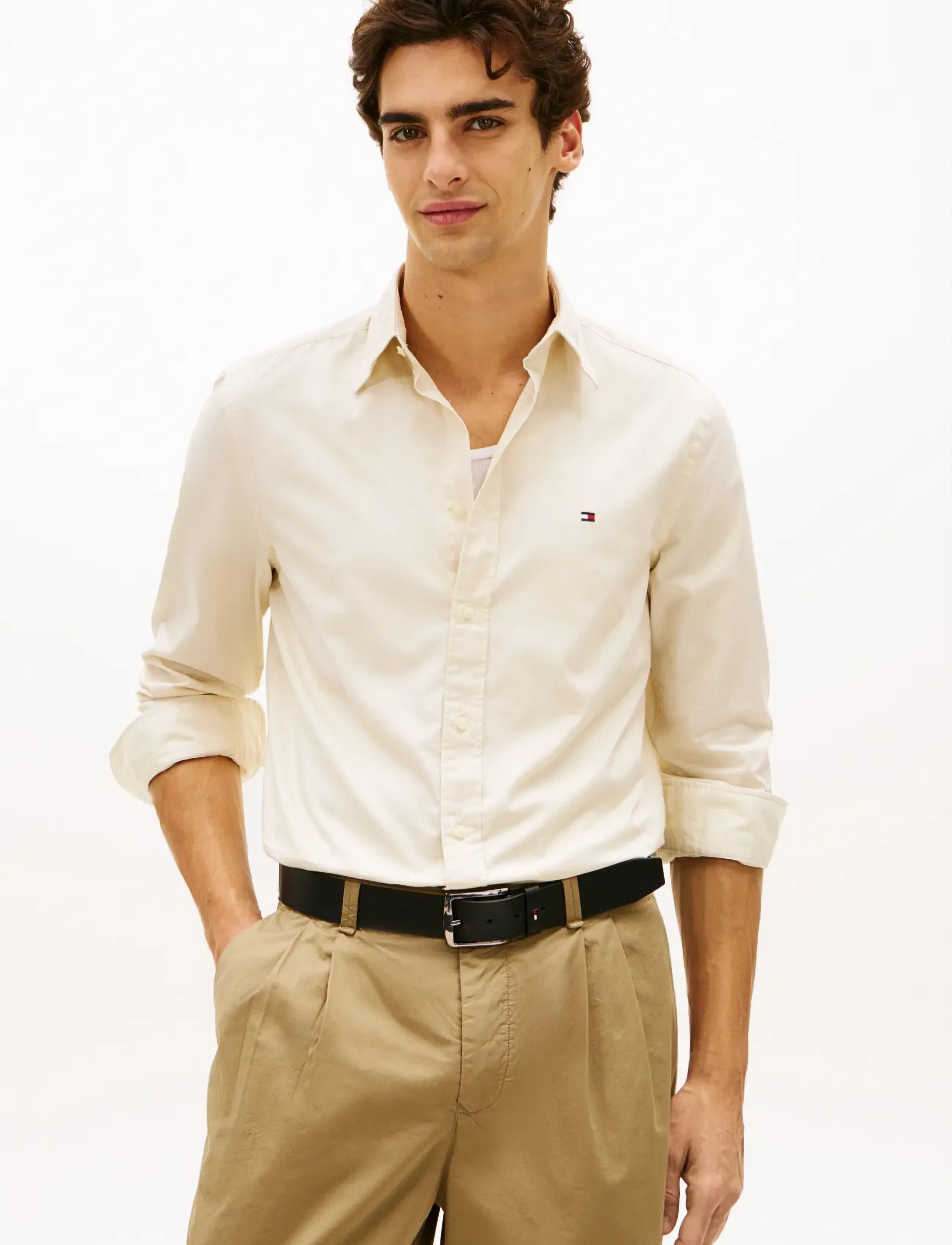 Tommy Hilfiger FLEX POPLIN SOLID RF SHIRT - Oxford-Hemden - MUSLIN / cream