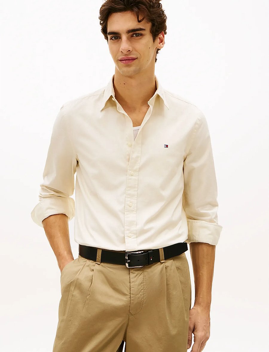 Tommy Hilfiger - FLEX POPLIN SOLID RF SHIRT - oxfordi särgid - muslin - 0