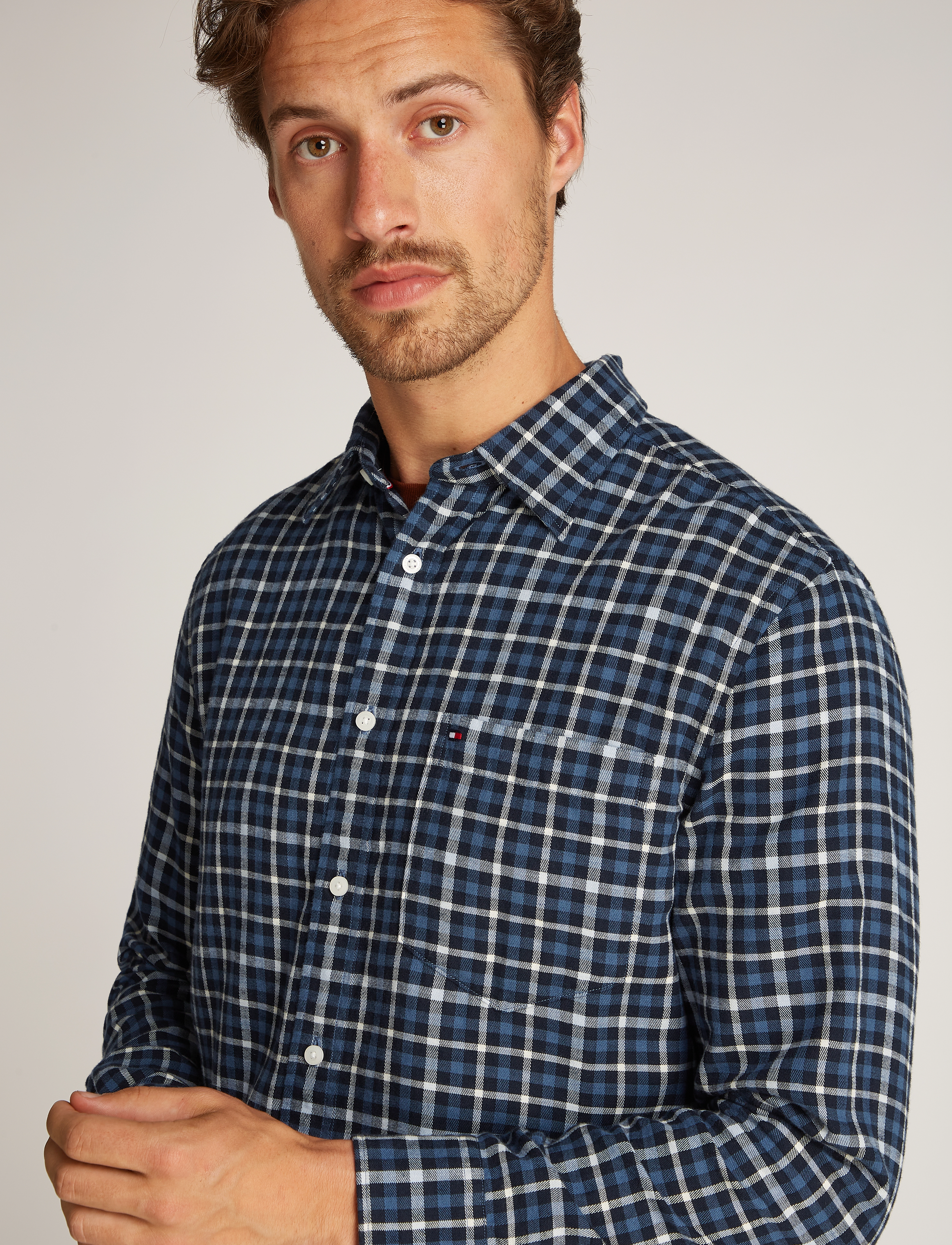 Tommy Hilfiger - BRUSHED LINEN GINGHAM RF SHIRT - aegean sea / check - 3