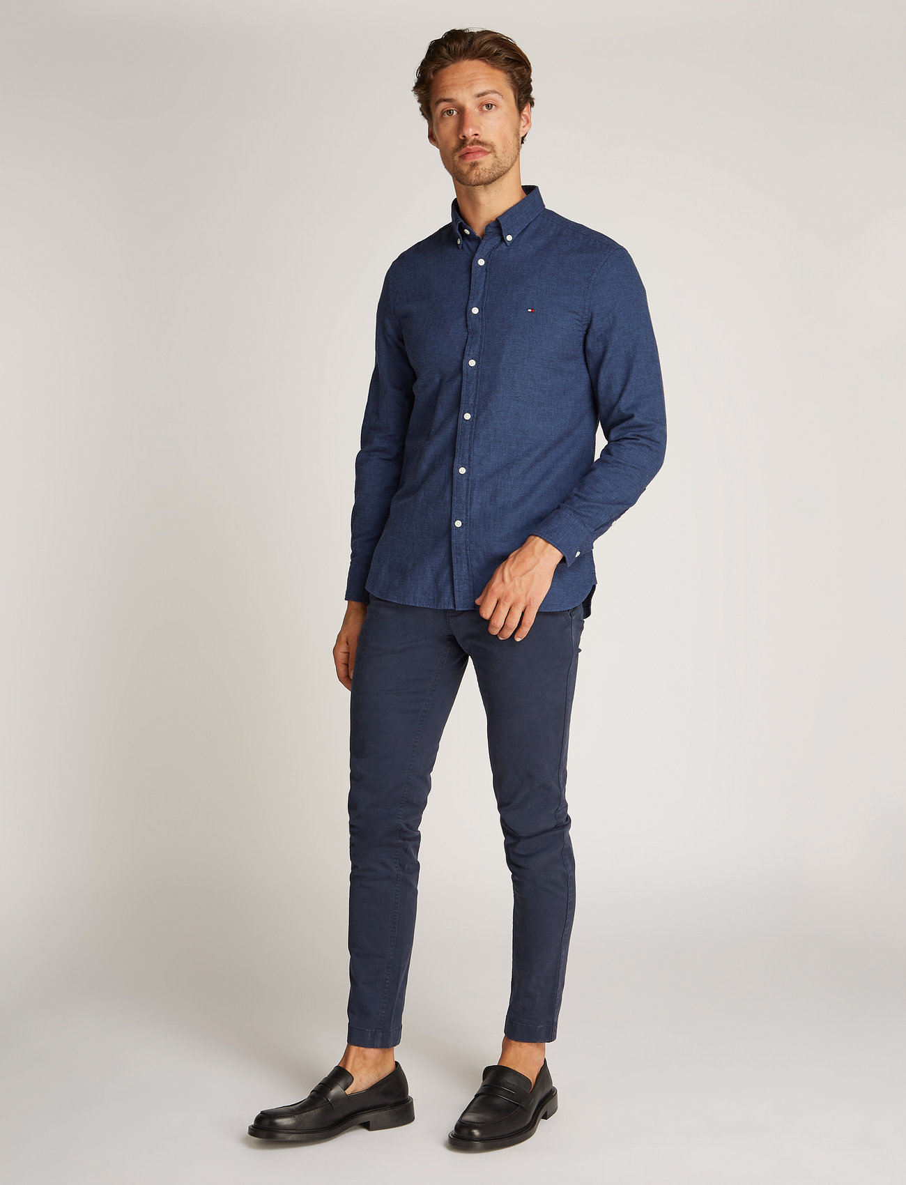 Tommy Hilfiger - BRUSHED LINEN SOLID SF SHIRT - night sky - 0