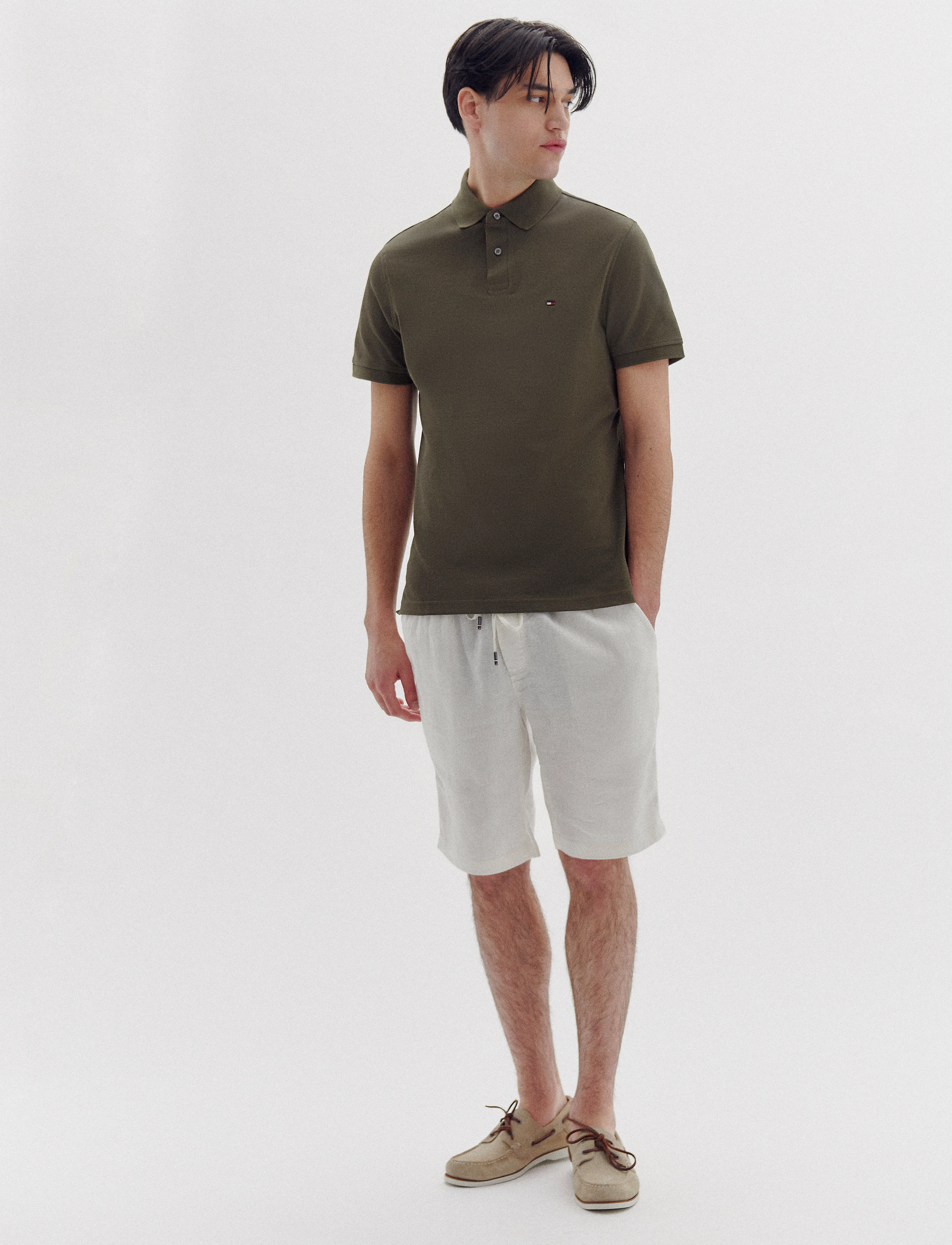 Tommy Hilfiger HARLEM PO LINEN SHORT - Leinen-Shorts - IVORY SILK / white