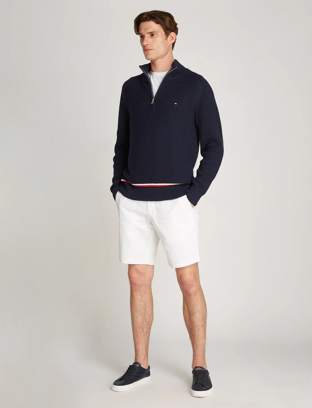 Tommy Hilfiger - STRUCTURE GLOBAL STRIPE ZIP MOCK - half zip-tröjor - desert sky - 0