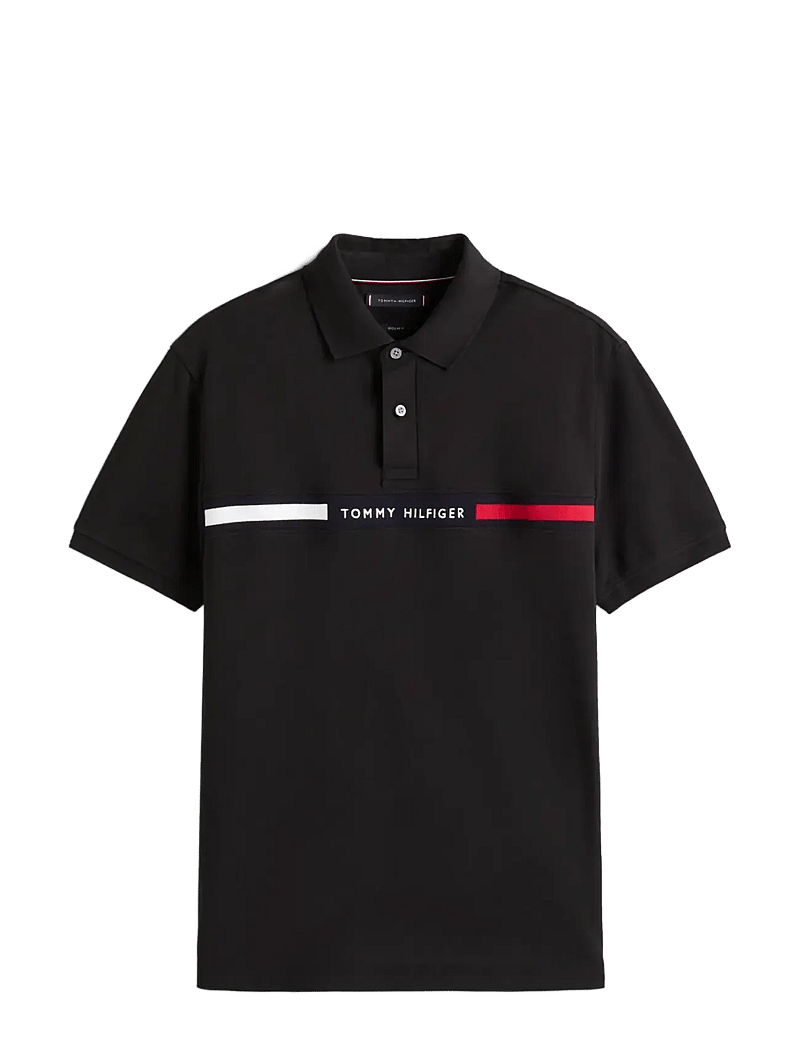 Tommy Hilfiger - HILFIGER CHEST INSERT REG POLO - kortærmede poloer - black - 1