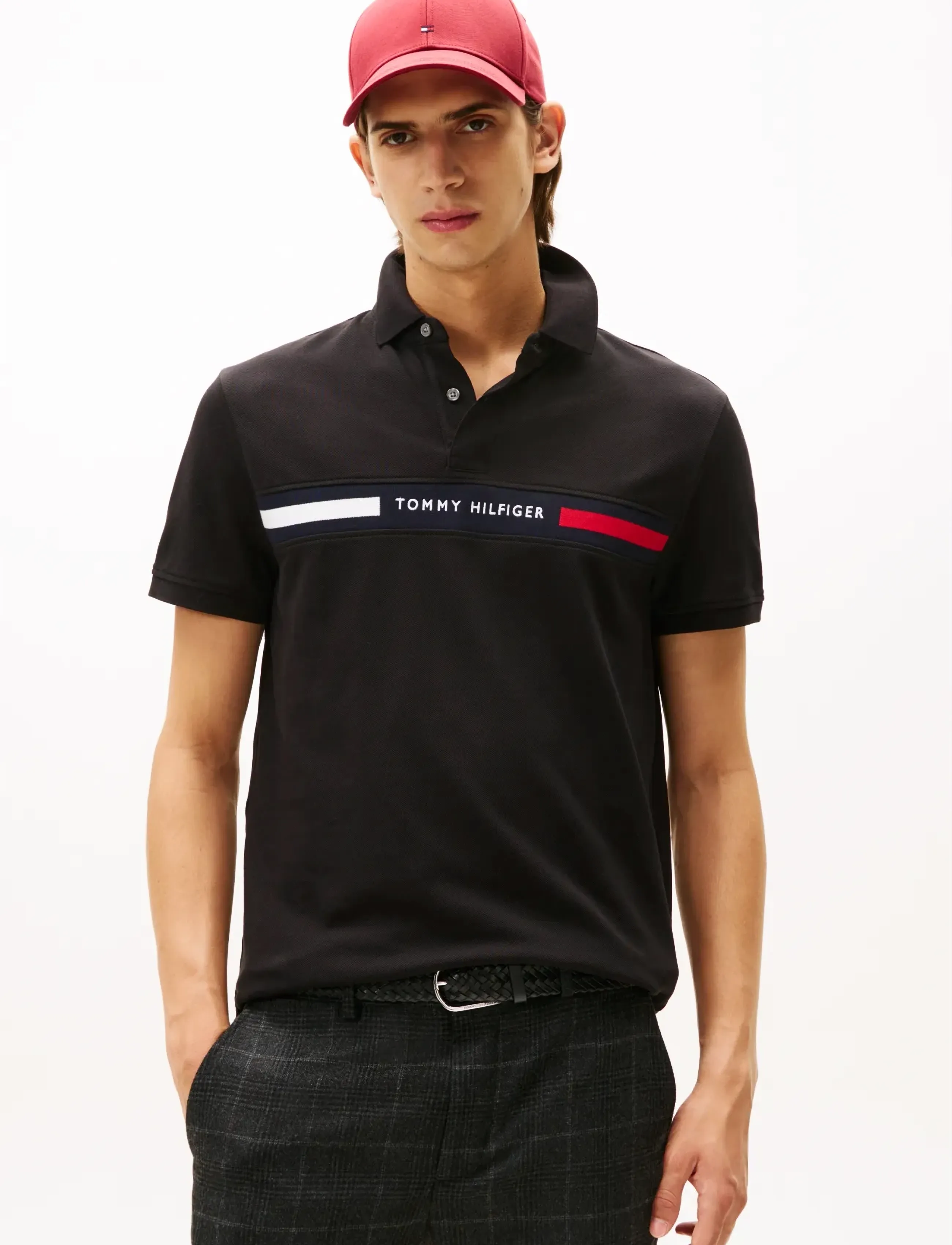 Tommy Hilfiger Hilfiger Chest Insert Reg Polo, M, Black, Poloer > Kortærmede, Herre
