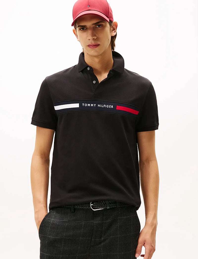 Tommy Hilfiger - HILFIGER CHEST INSERT REG POLO - kortærmede poloer - black - 0