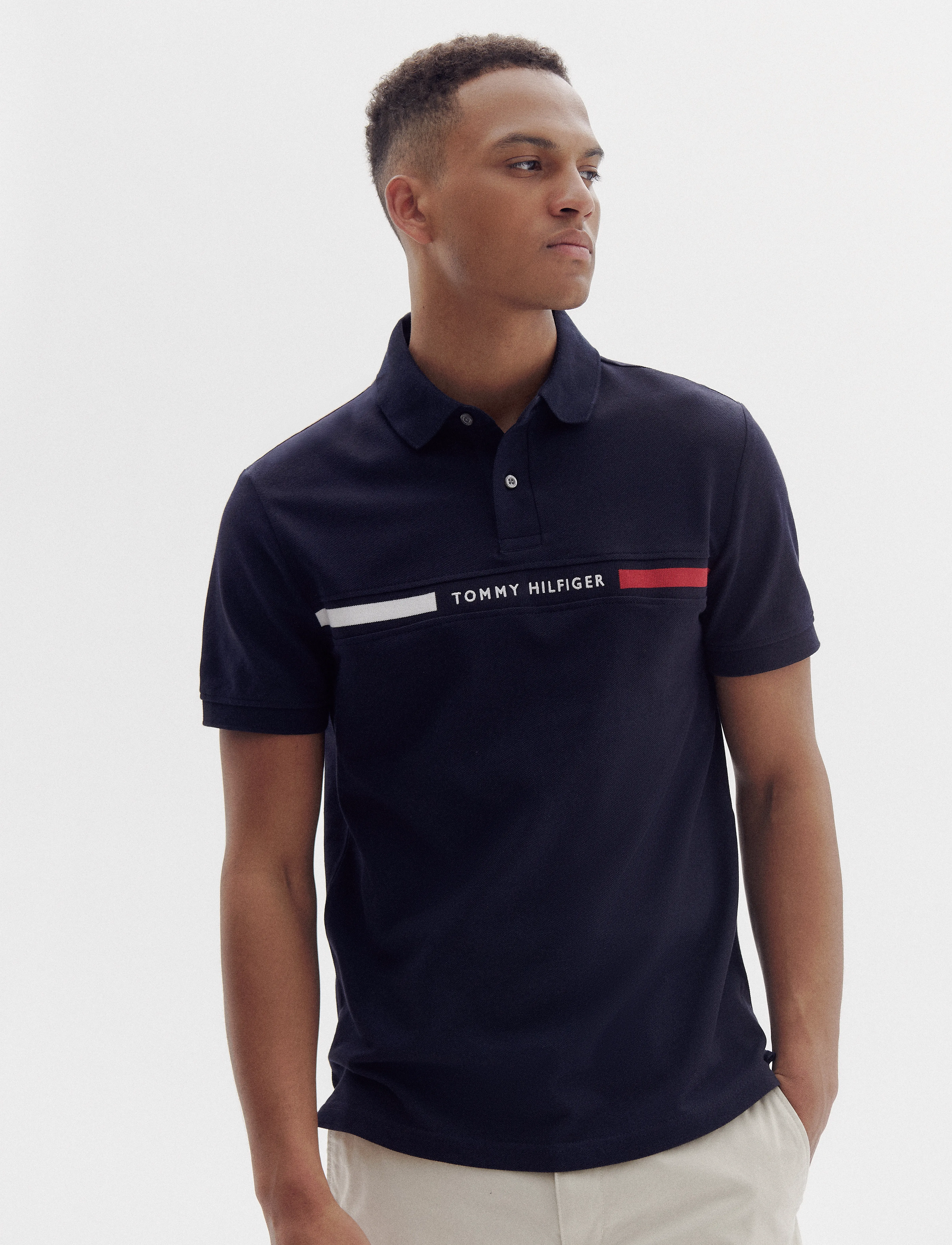 Tommy Hilfiger Hilfiger Chest Insert Reg Polo, S, Navy, Poloer > Kortærmede, Herre