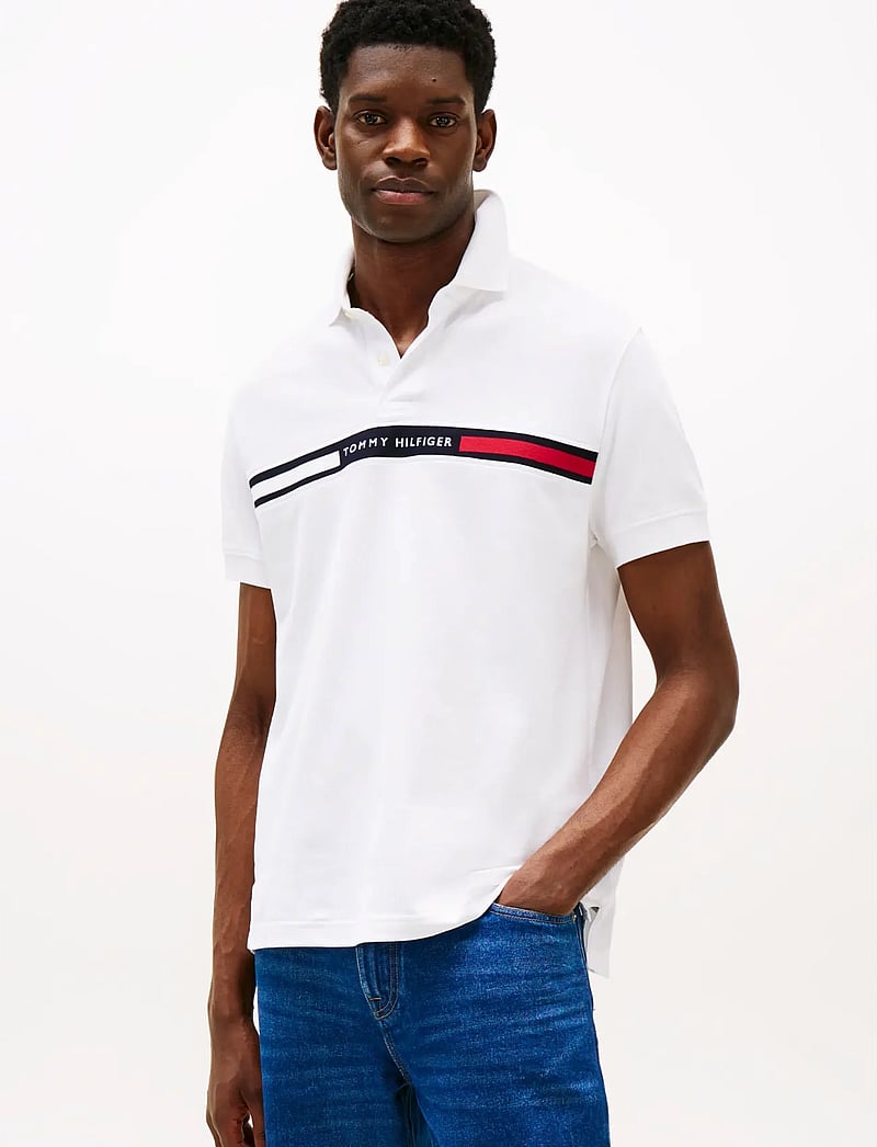 Tommy Hilfiger - HILFIGER CHEST INSERT REG POLO - kortærmede poloer - white - 0
