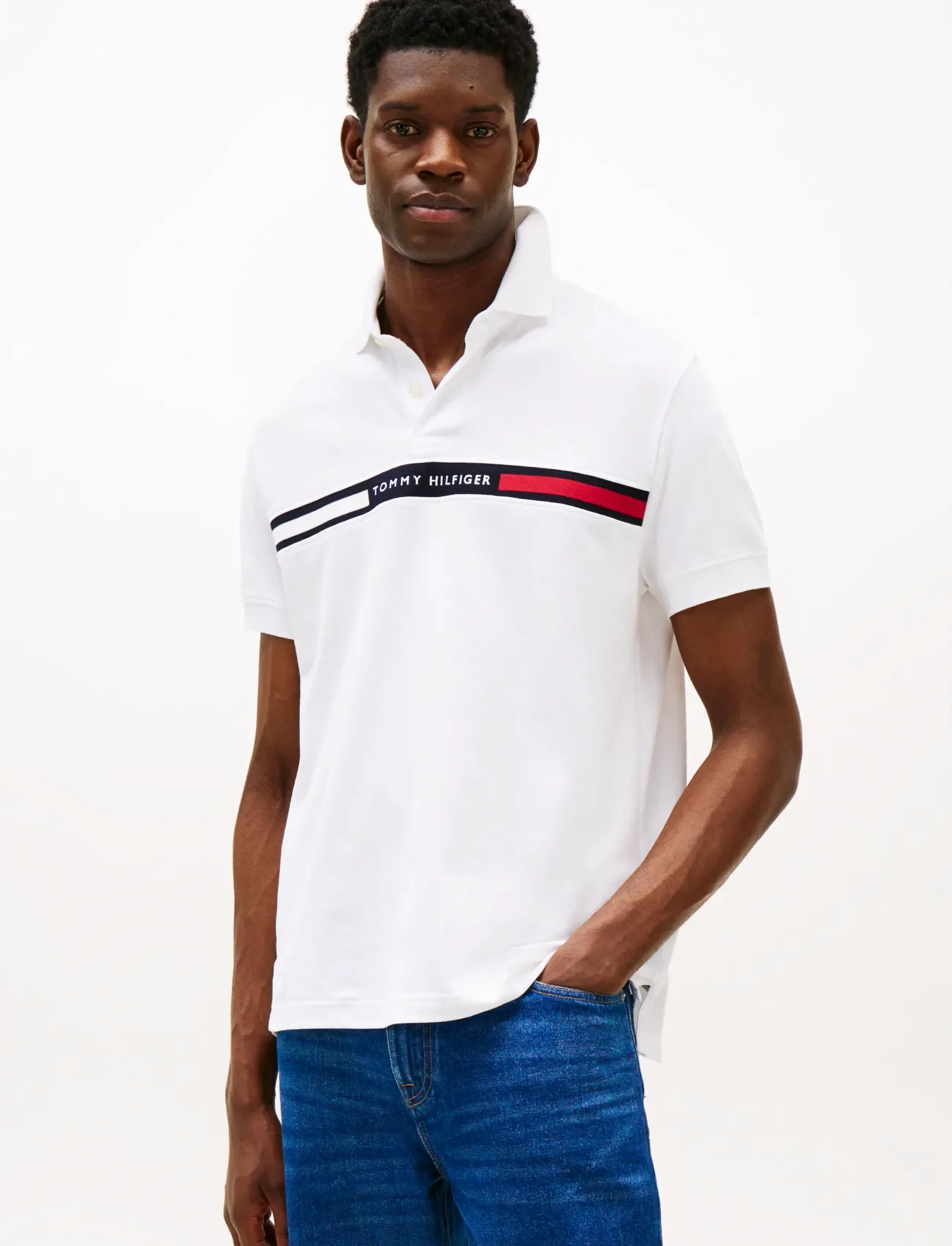Tommy Hilfiger HILFIGER CHEST INSERT REG POLO - Tommy Hilfiger - WHITE / white