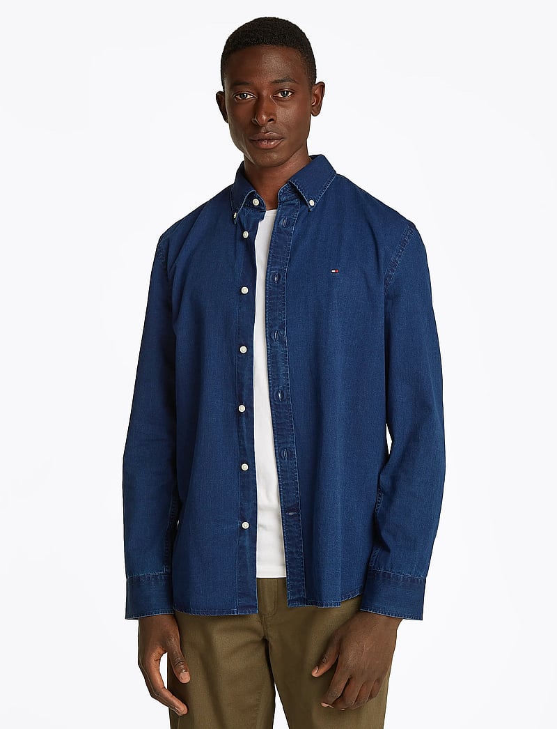 Tommy Hilfiger - CHAMBRAY RF SHIRT - vabaajasärgid - dark blue chambray - 0