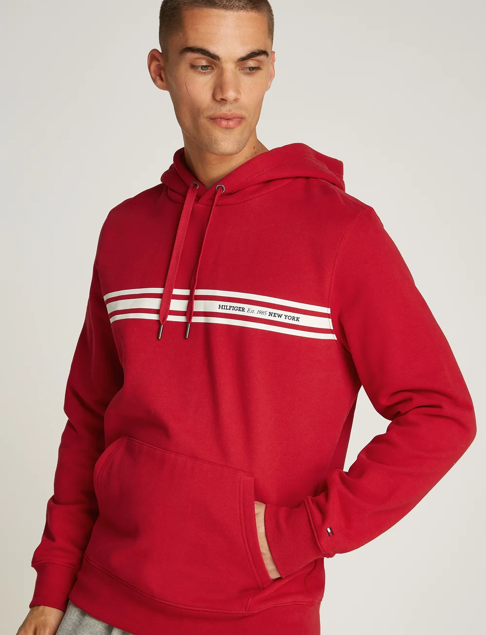 Tommy Hilfiger - CENTRAL CHEST STRIPE HOODY - kapuzenpullover - medium red - 3