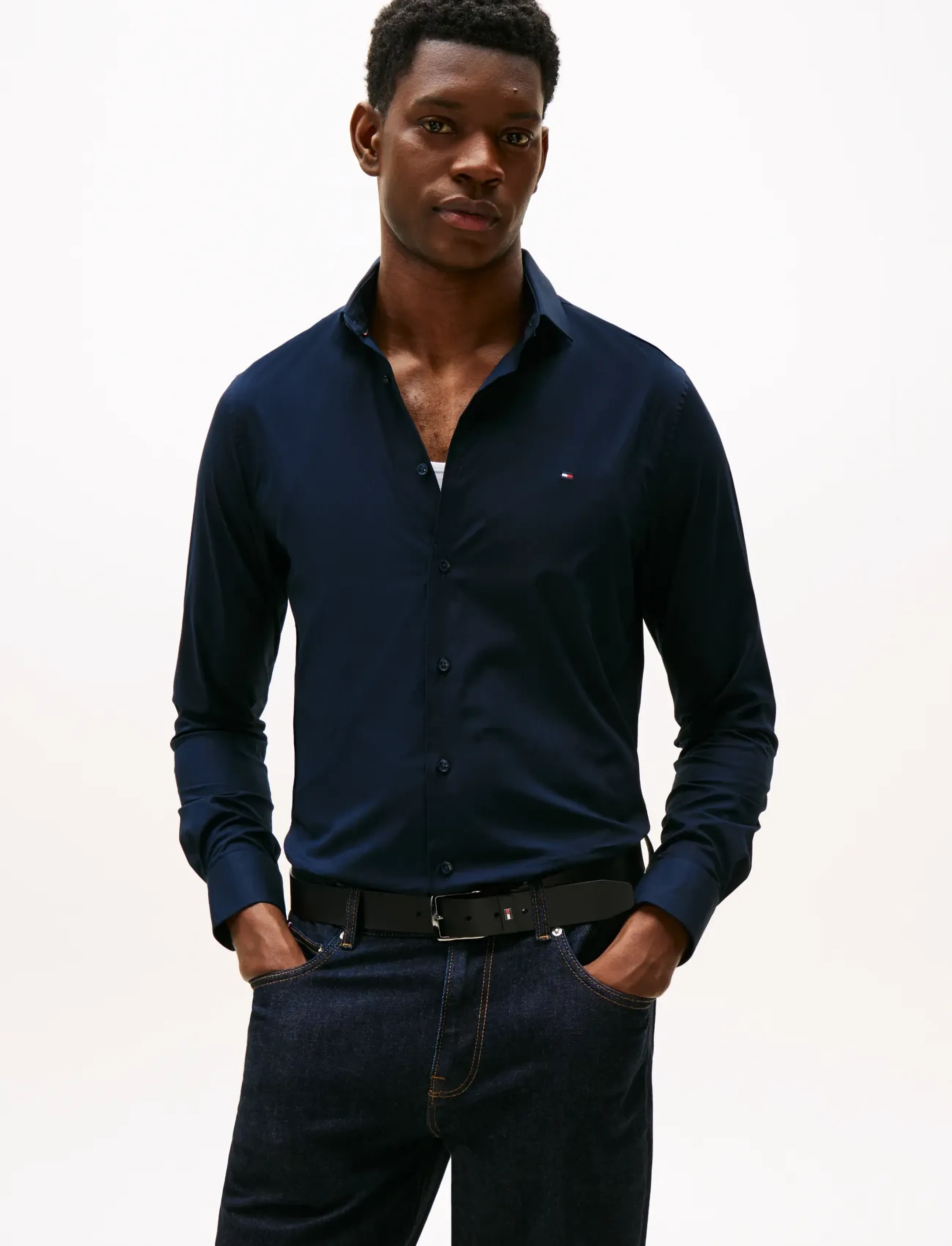 Tommy Hilfiger CL - FLEX POPLIN SF SHIRT - Julkalender - DESERT SKY / navy