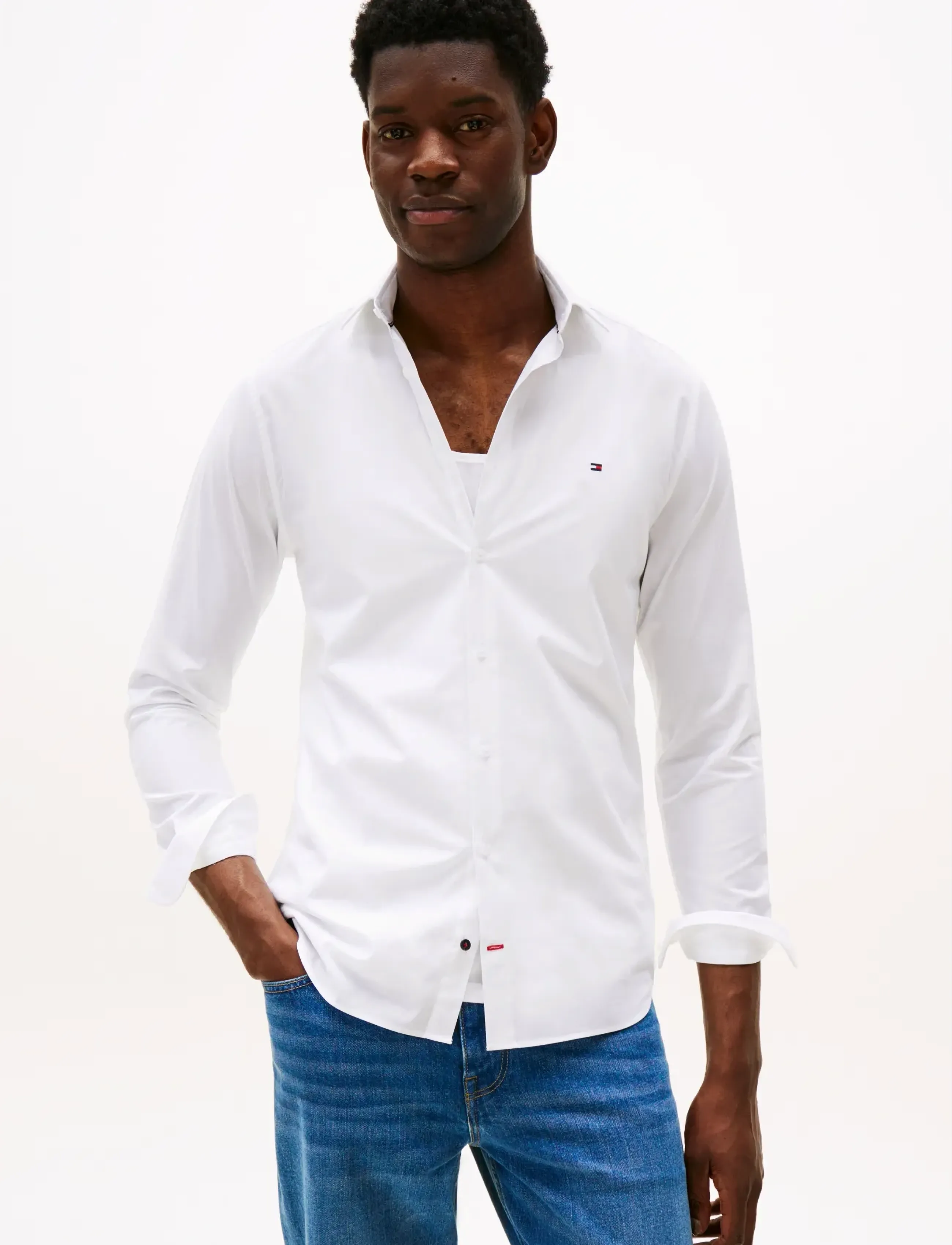 Tommy Hilfiger CL - FLEX POPLIN SF SHIRT - Riided - OPTIC WHITE / white