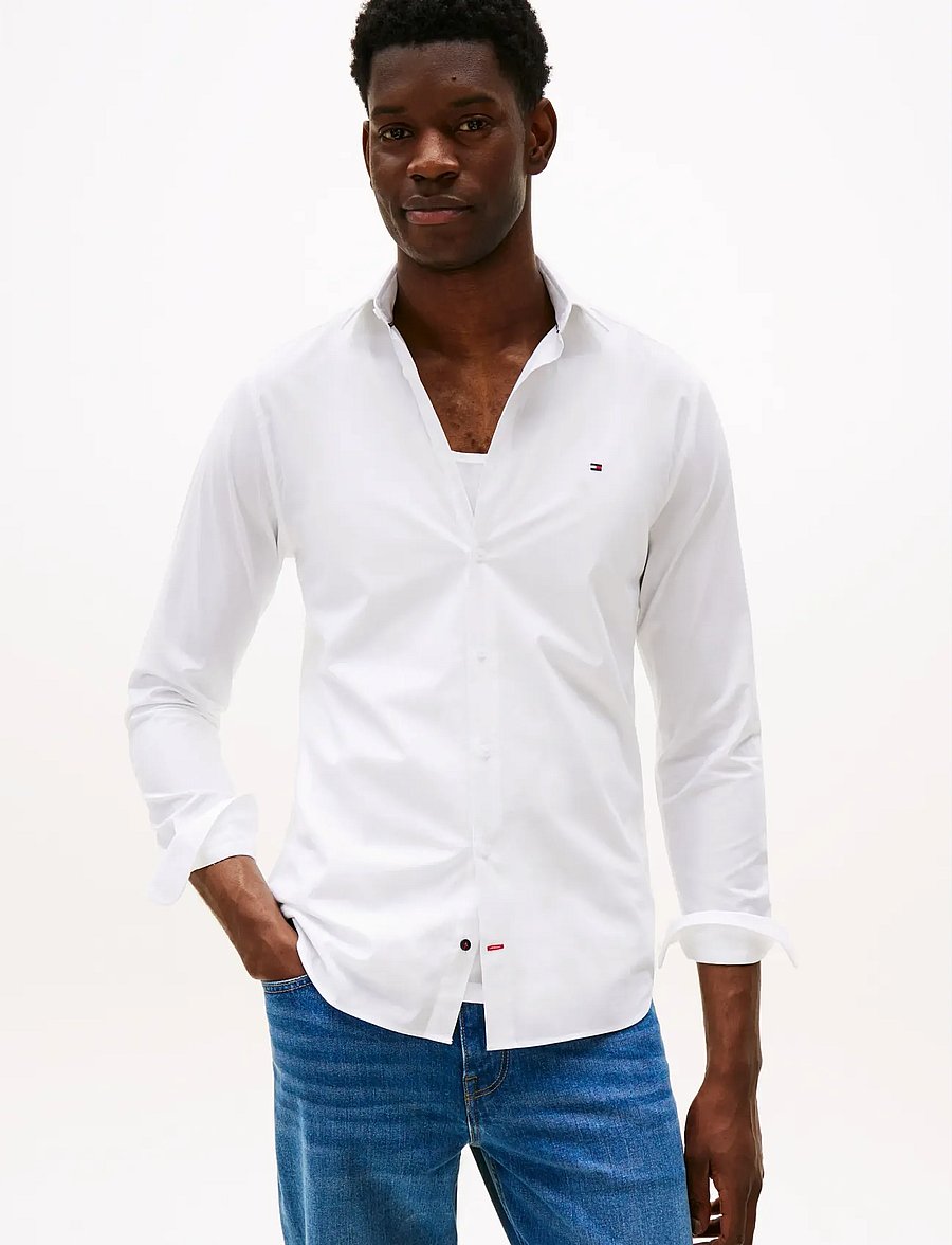 Tommy Hilfiger - CL - FLEX POPLIN SF SHIRT - freizeithemden - optic white - 0