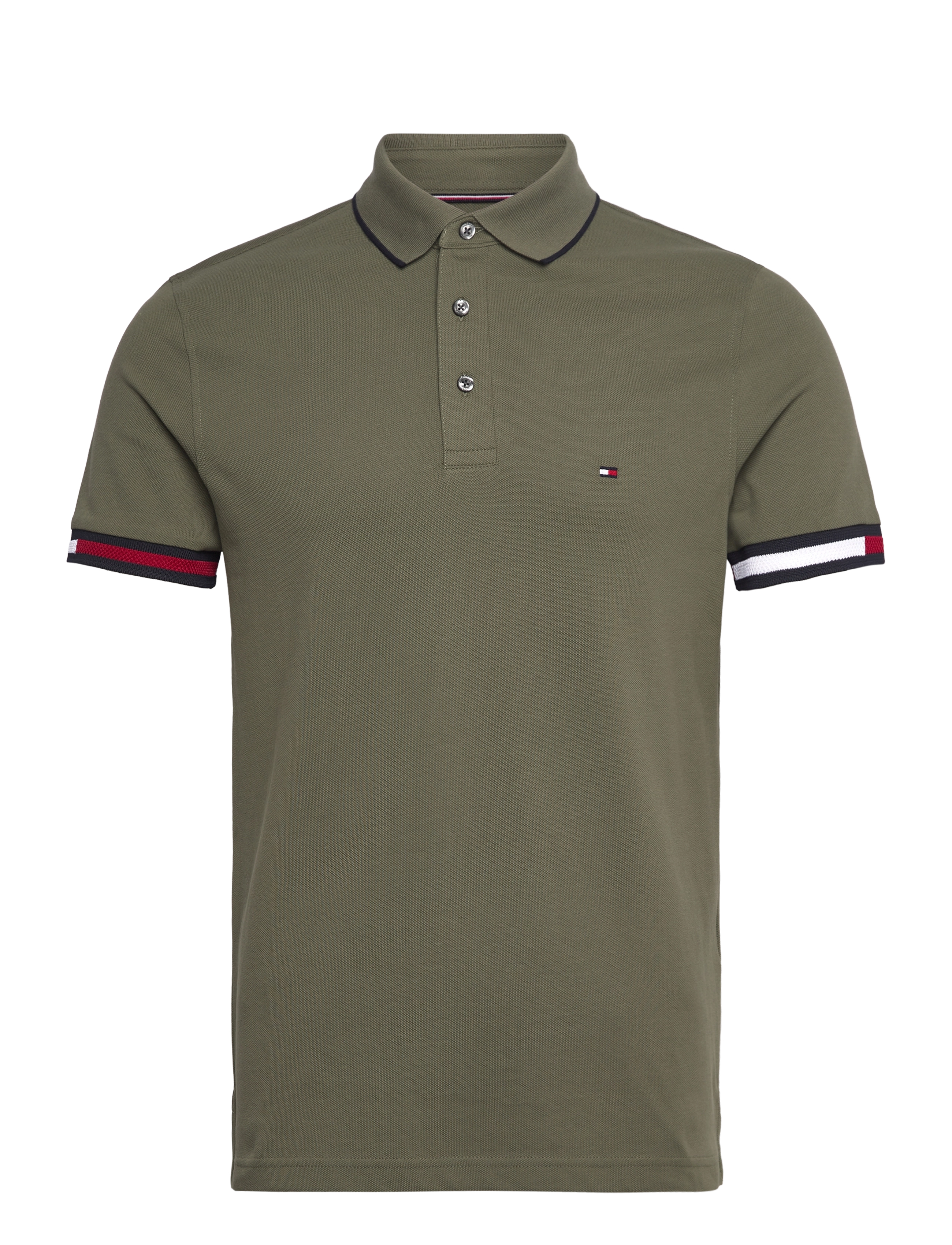 Tommy Hilfiger - FLAG CUFF SLIM FIT POLO - battle green - 1