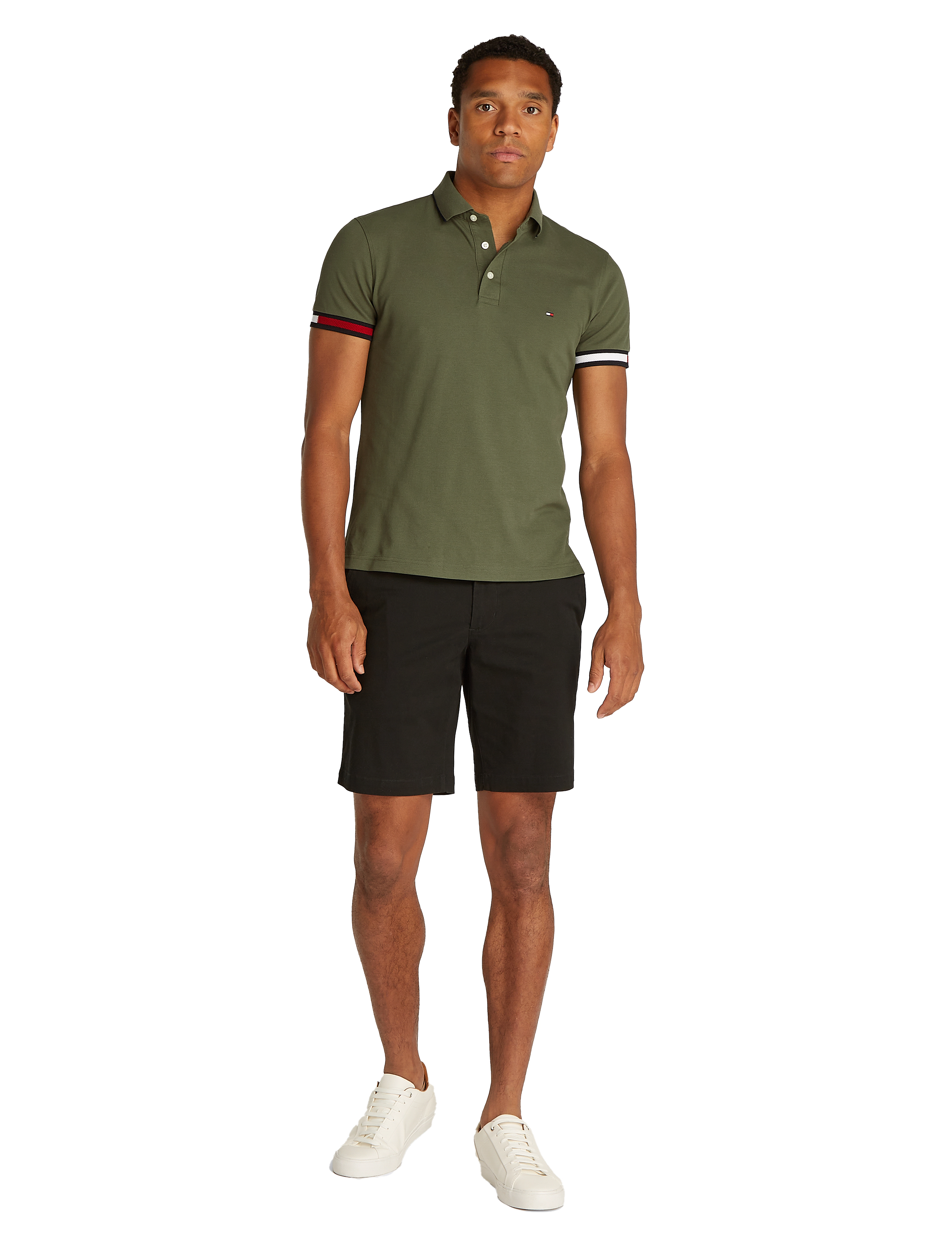 Tommy Hilfiger - FLAG CUFF SLIM FIT POLO - battle green - 0