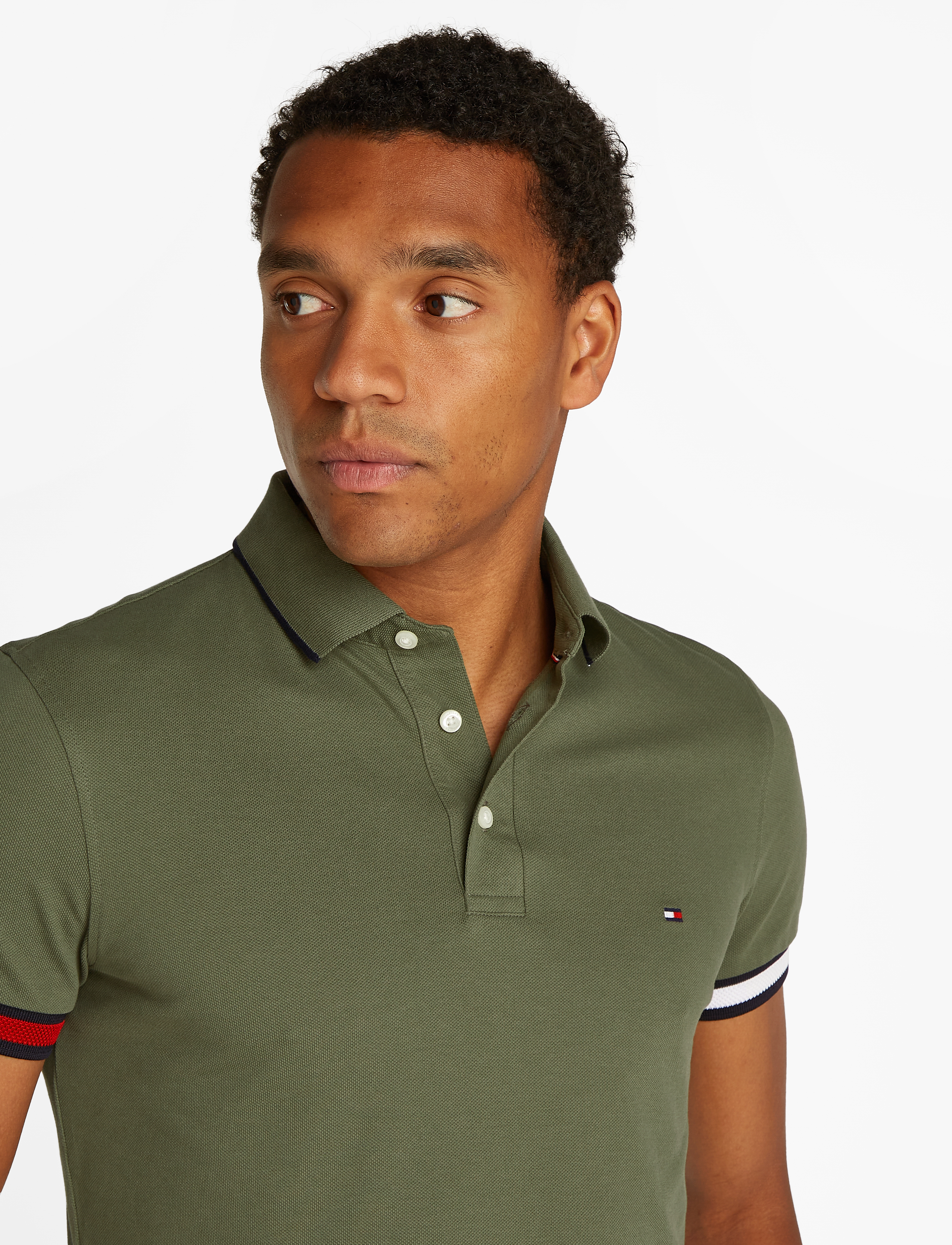 Tommy Hilfiger - FLAG CUFF SLIM FIT POLO - battle green - 4