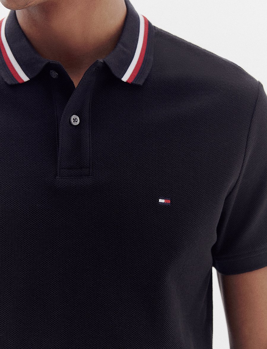 Tommy Hilfiger - FLAG CUFF SLIM FIT POLO - black - 4