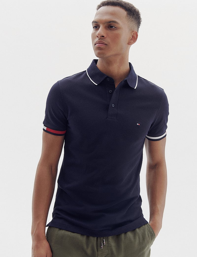 Tommy Hilfiger - FLAG CUFF SLIM FIT POLO - lühikeste varrukatega polod - desert sky - 0