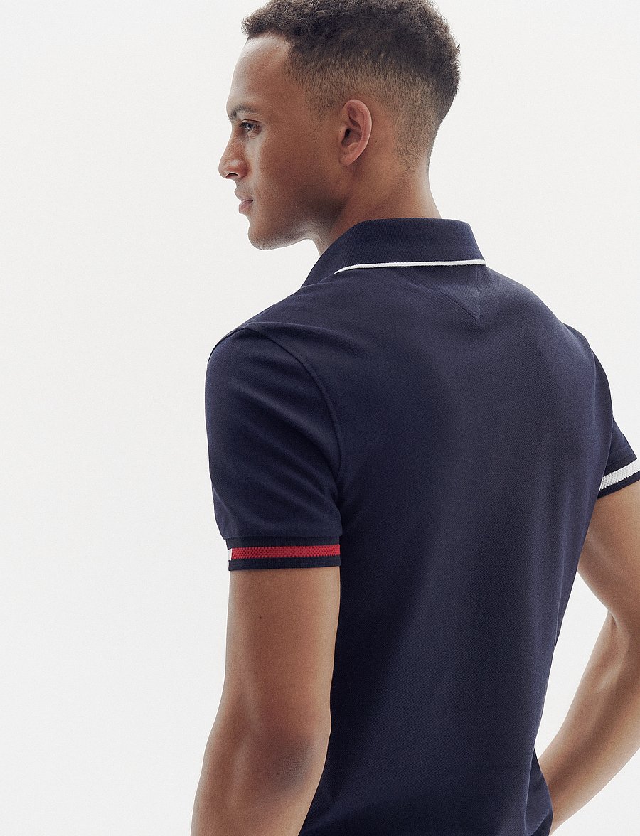 Tommy Hilfiger - FLAG CUFF SLIM FIT POLO - desert sky - 2