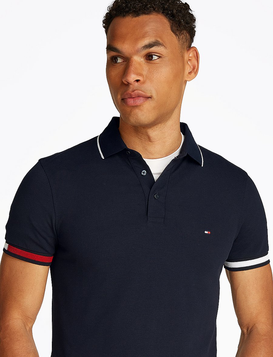 Tommy Hilfiger - FLAG CUFF SLIM FIT POLO - desert sky - 3