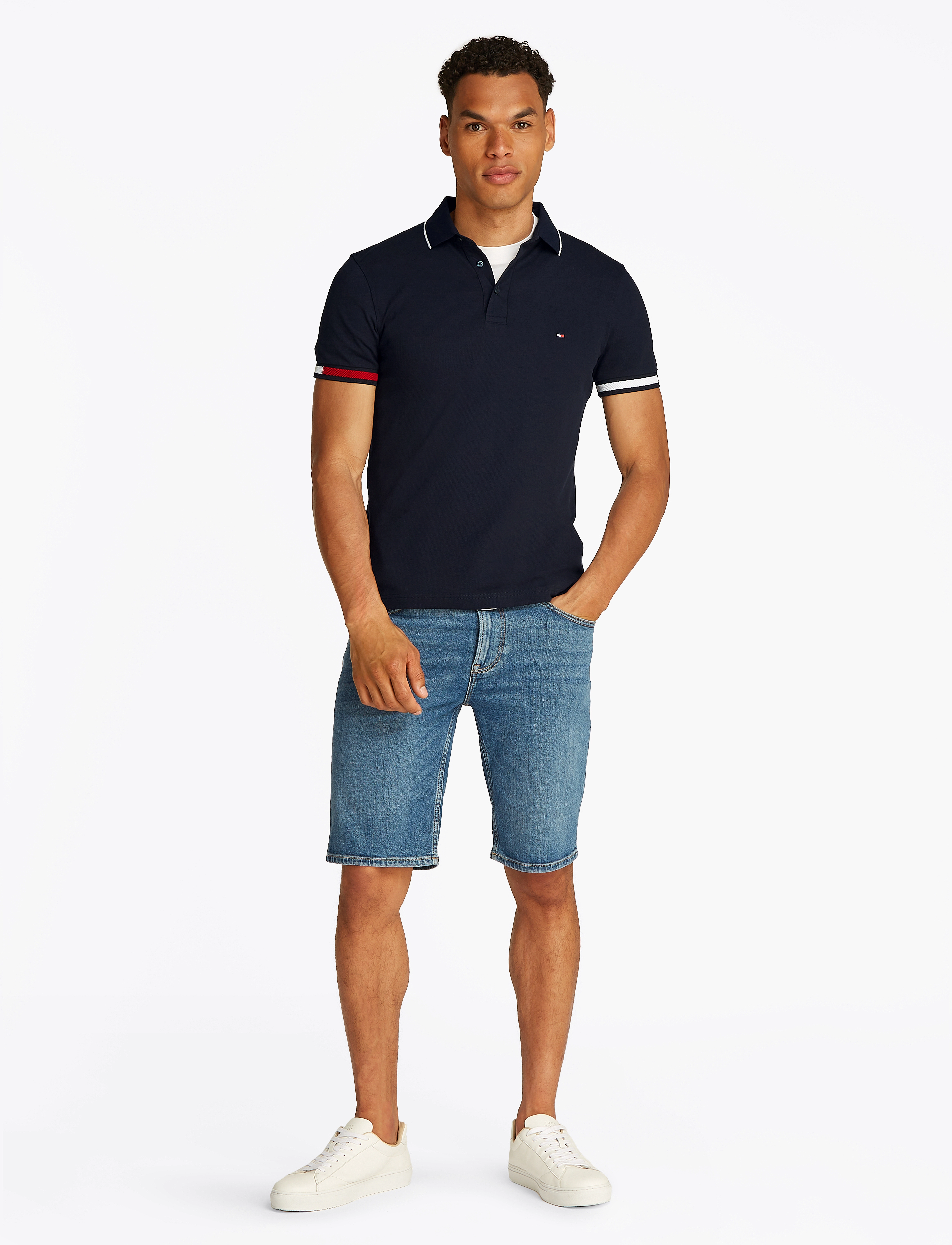 Tommy Hilfiger - FLAG CUFF SLIM FIT POLO - desert sky - 4