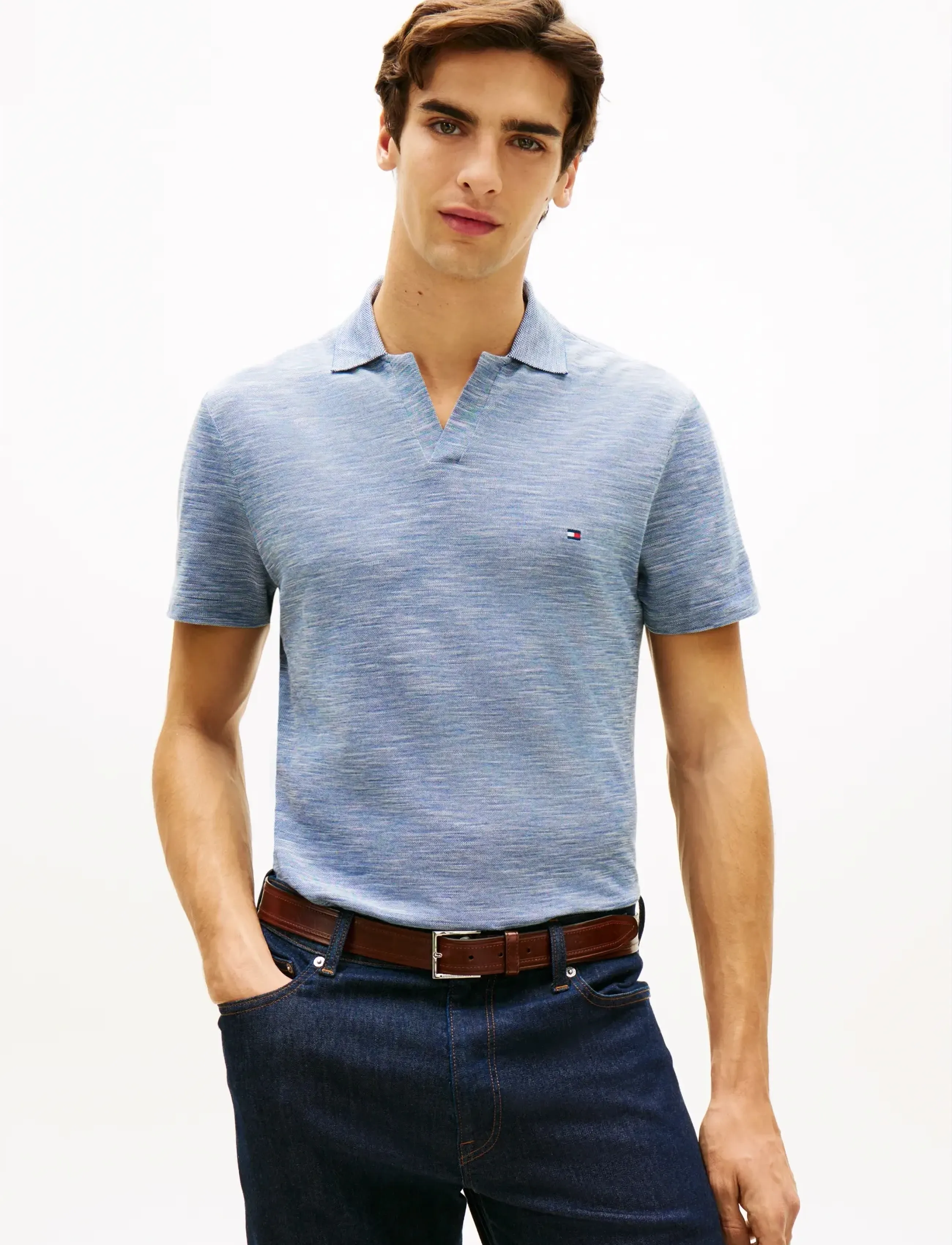 Tommy Hilfiger SLUB OXFORD PIQUE REG POLO - Kleidung - BLUE JEAN   WHITE / blue