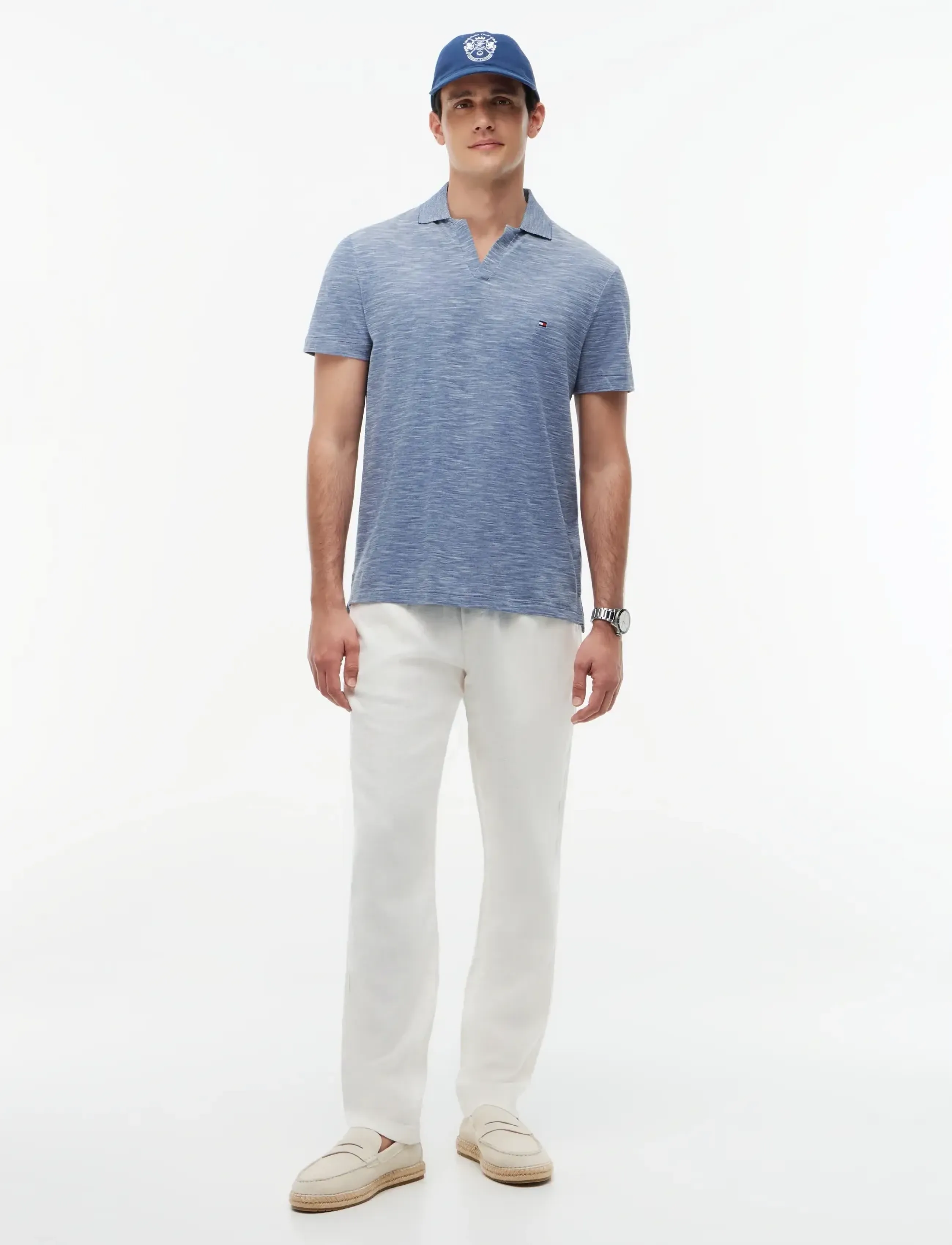 Tommy Hilfiger - SLUB OXFORD PIQUE REG POLO - kortærmede poloer - blue jean   white - 4