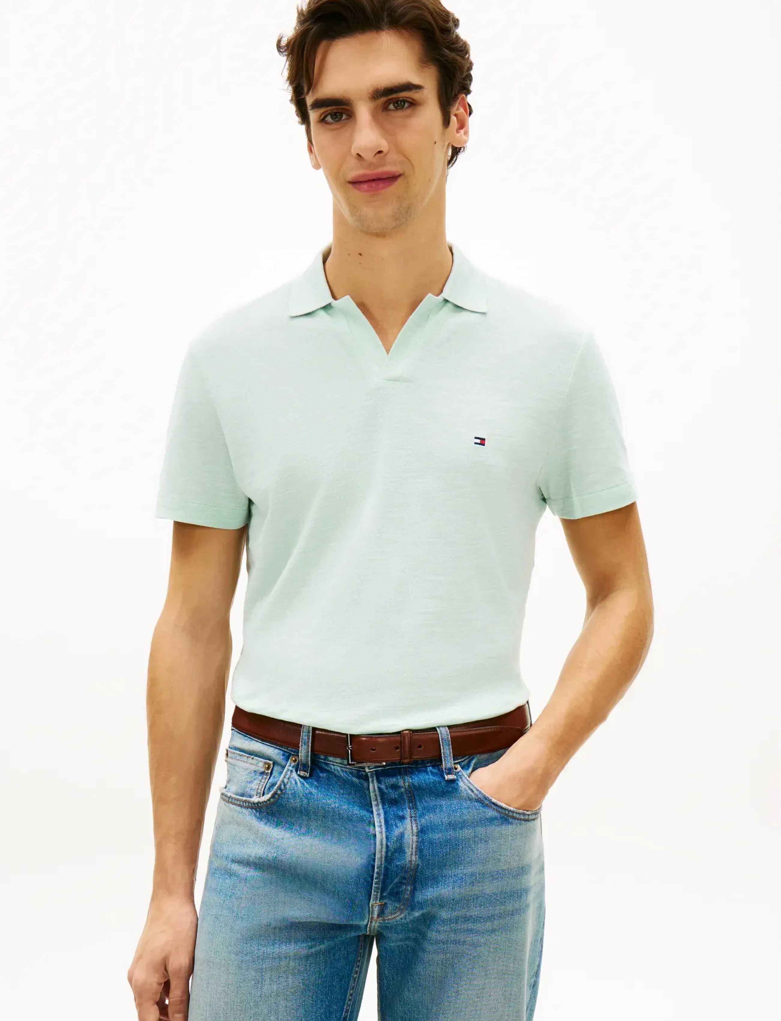 Tommy Hilfiger SLUB OXFORD PIQUE REG POLO - Tommy Hilfiger - CRUSHED MINT   WHITE / green