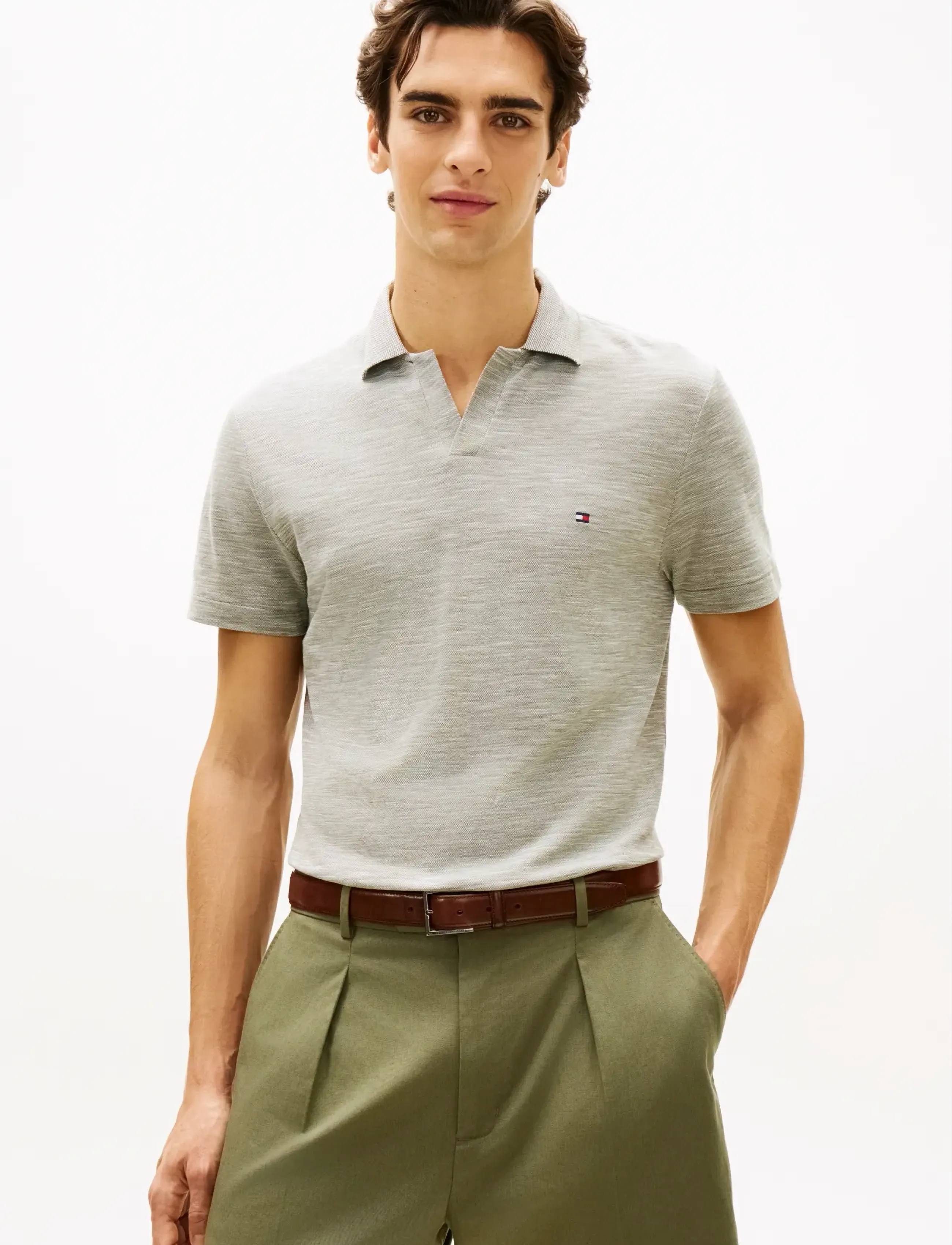 Tommy Hilfiger SLUB OXFORD PIQUE REG POLO - Preppy - DARK ARTICHOKE   WHITE / khaki/green