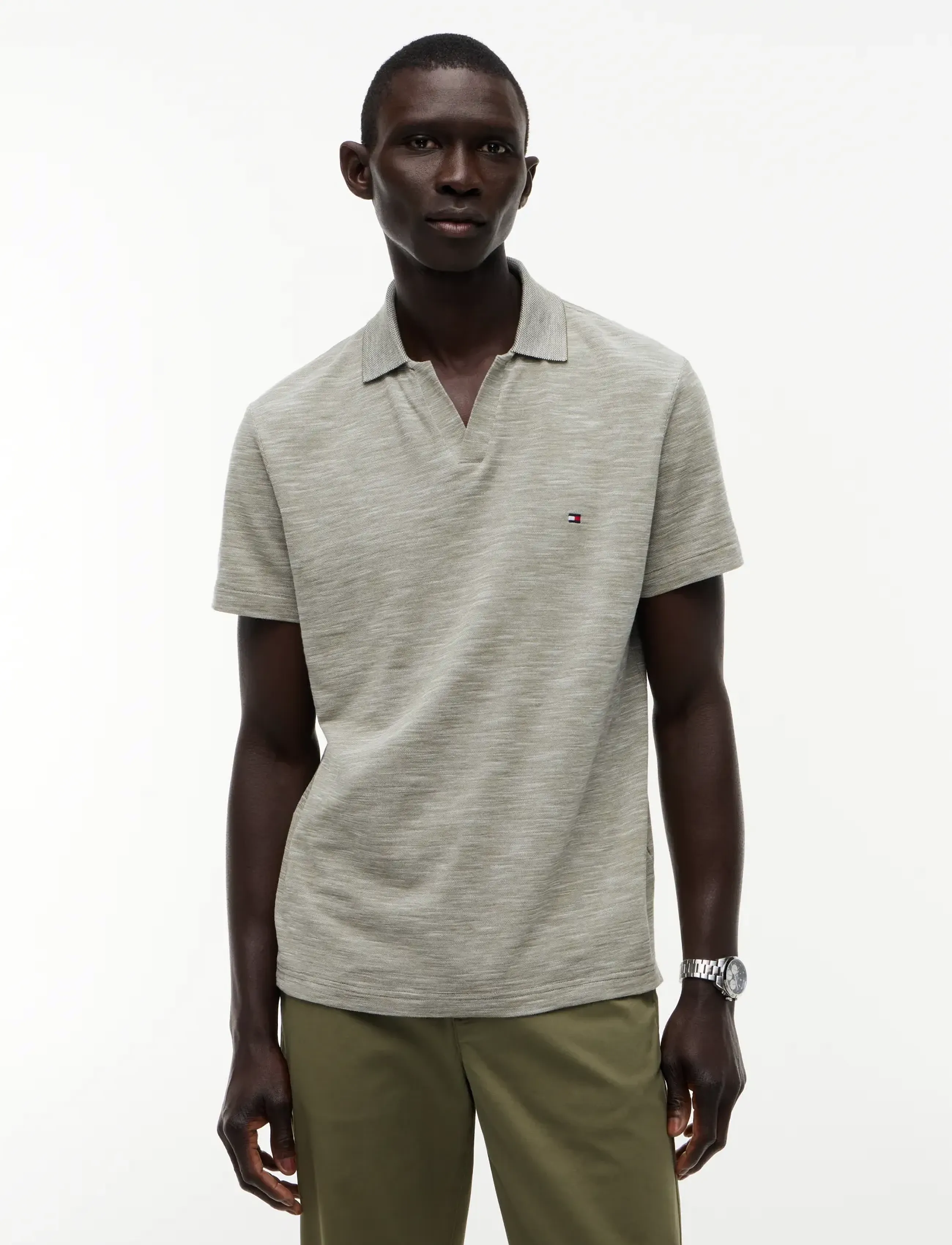 Tommy Hilfiger SLUB OXFORD PIQUE REG POLO - Kläder - DARK ARTICHOKE   WHITE / khaki/green