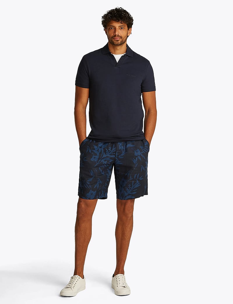 Tommy Hilfiger - COTTON LINEN TERRY REG POLO - lühikeste varrukatega polod - desert sky - 0