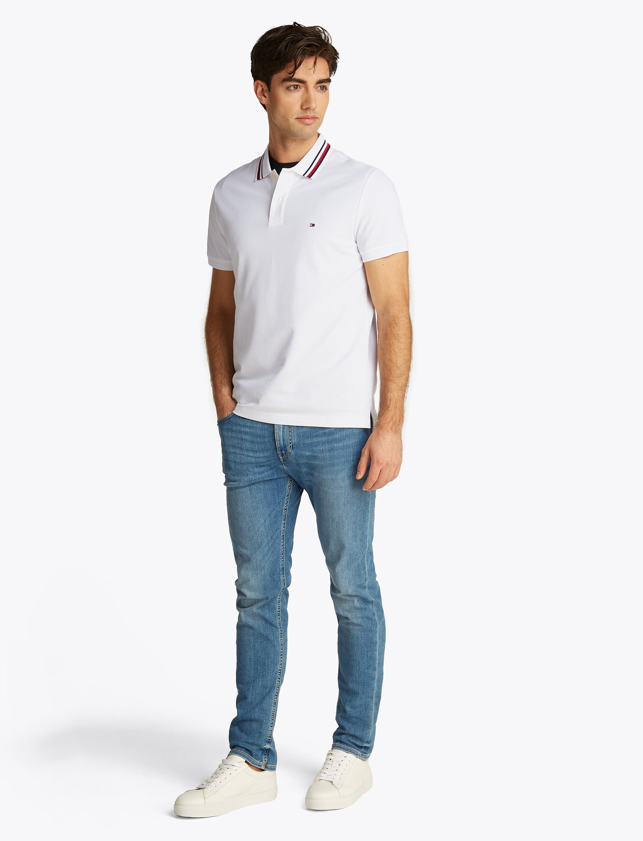 Tommy Hilfiger - RWB COLLAR REG POLO - kortärmade pikéer - white - 4