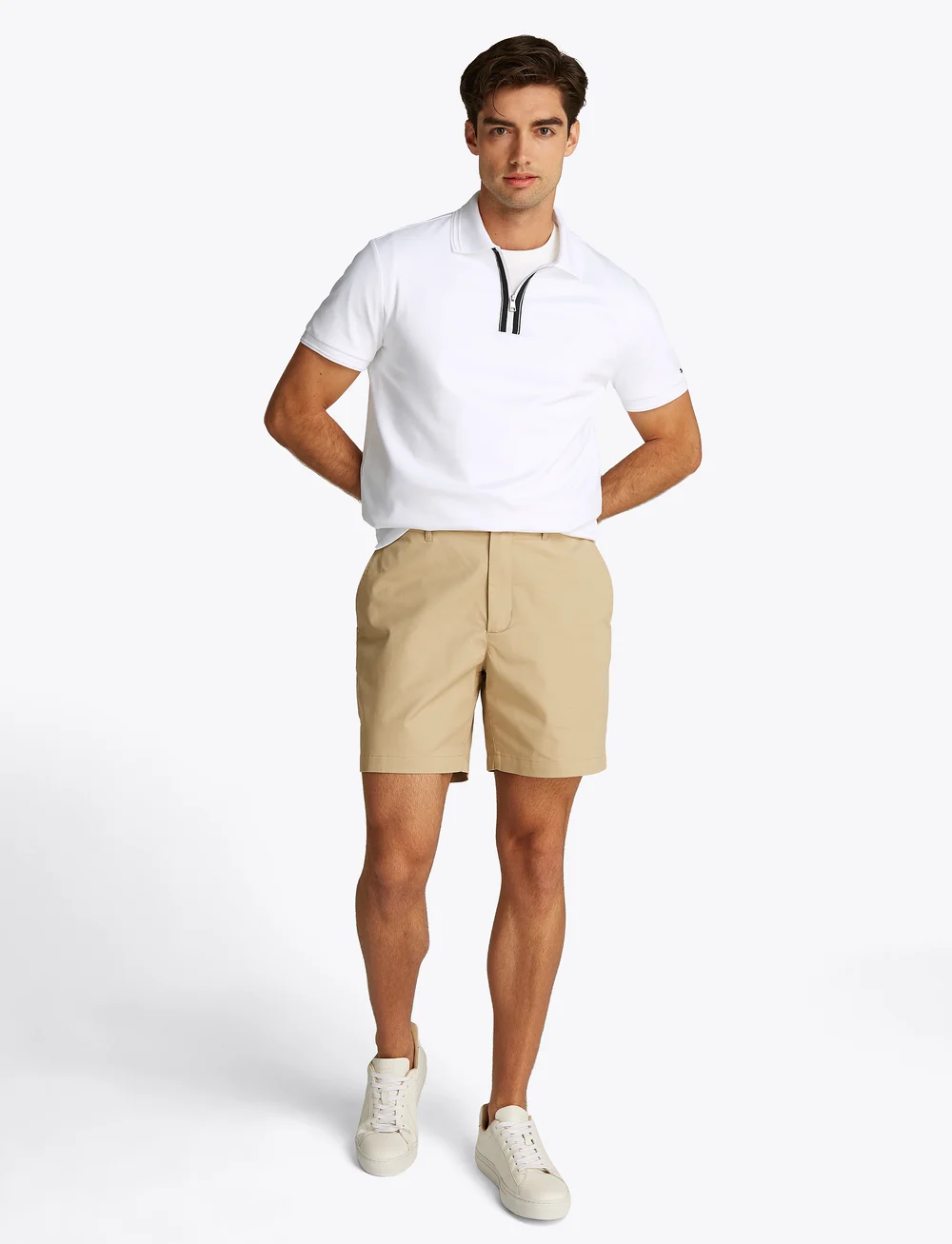 Tommy Hilfiger - ZIP LIQUID COTTON REG POLO - kurzärmelig - white - 0