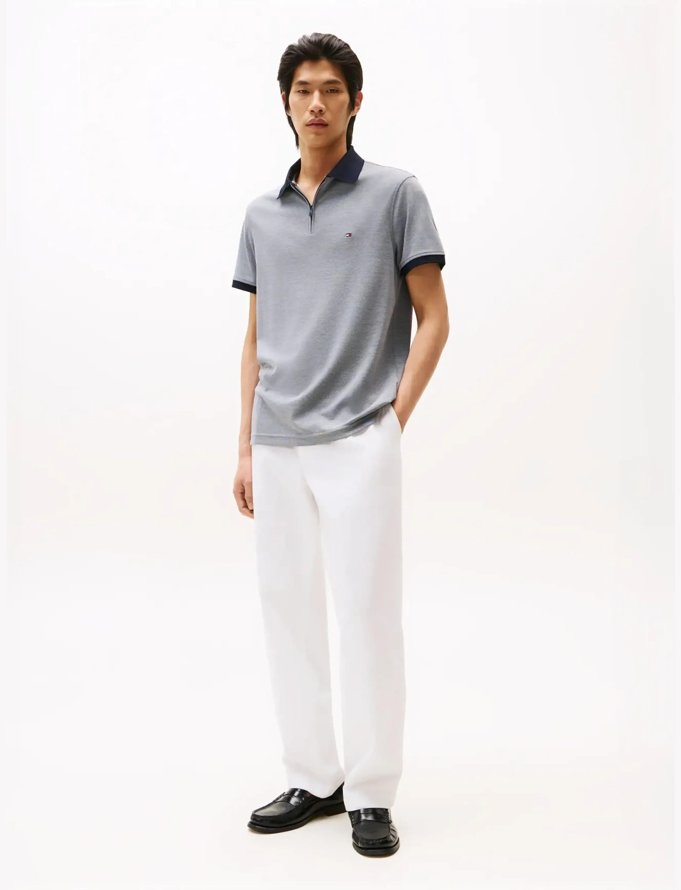 Tommy Hilfiger - PERFORMANCE OXFORD ZIP REG POLO - kurzärmelig - desert sky white - 4