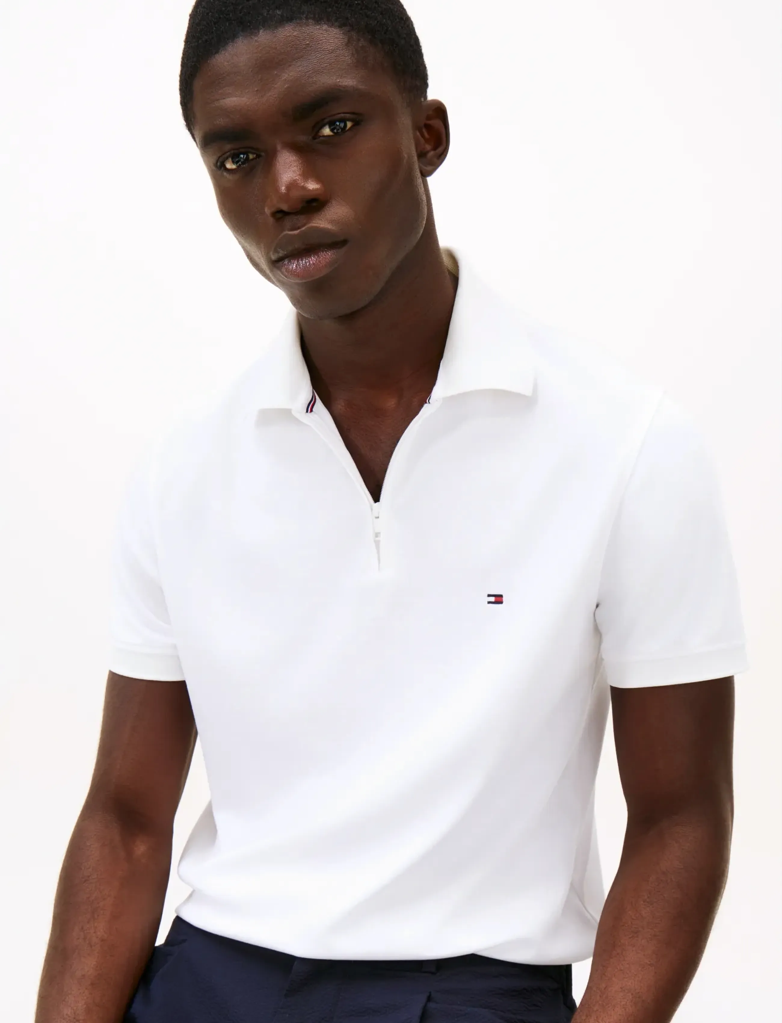 Tommy Hilfiger - PERFORMANCE OXFORD ZIP REG POLO - short-sleeved polos - white   white - 5