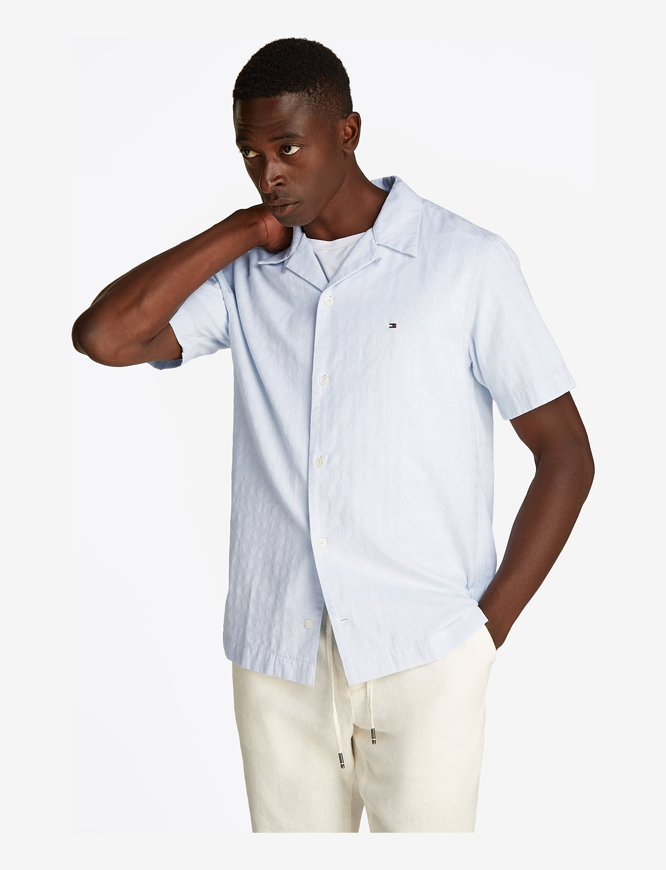 Tommy Hilfiger - COTTON LINEN DOBBY SS RF SHIRT - breezy blue - 0