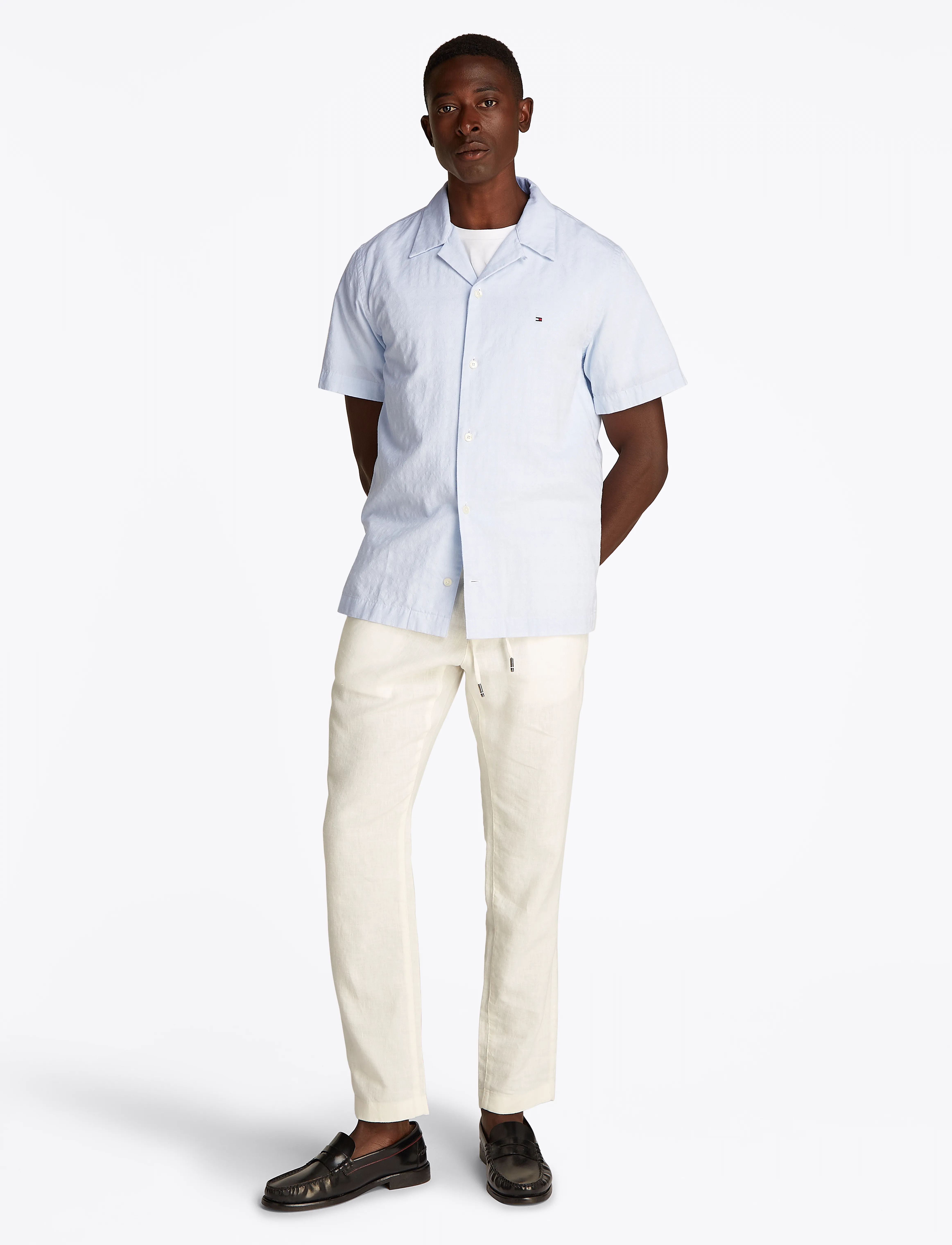 Tommy Hilfiger - COTTON LINEN DOBBY SS RF SHIRT - breezy blue - 3