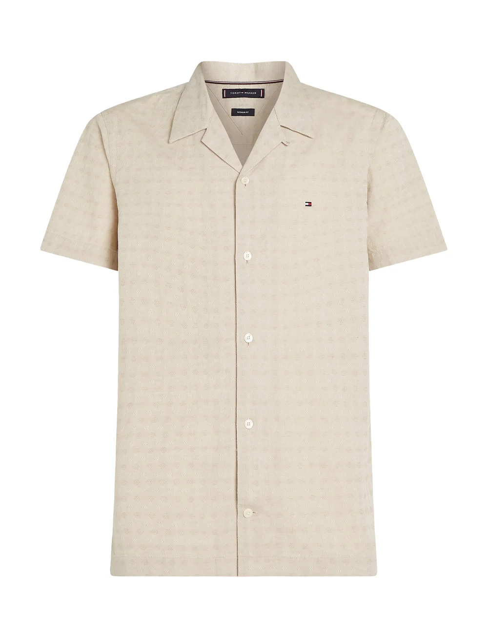 Tommy Hilfiger - COTTON LINEN DOBBY SS RF SHIRT - hørskjorter - ivory silk - 0