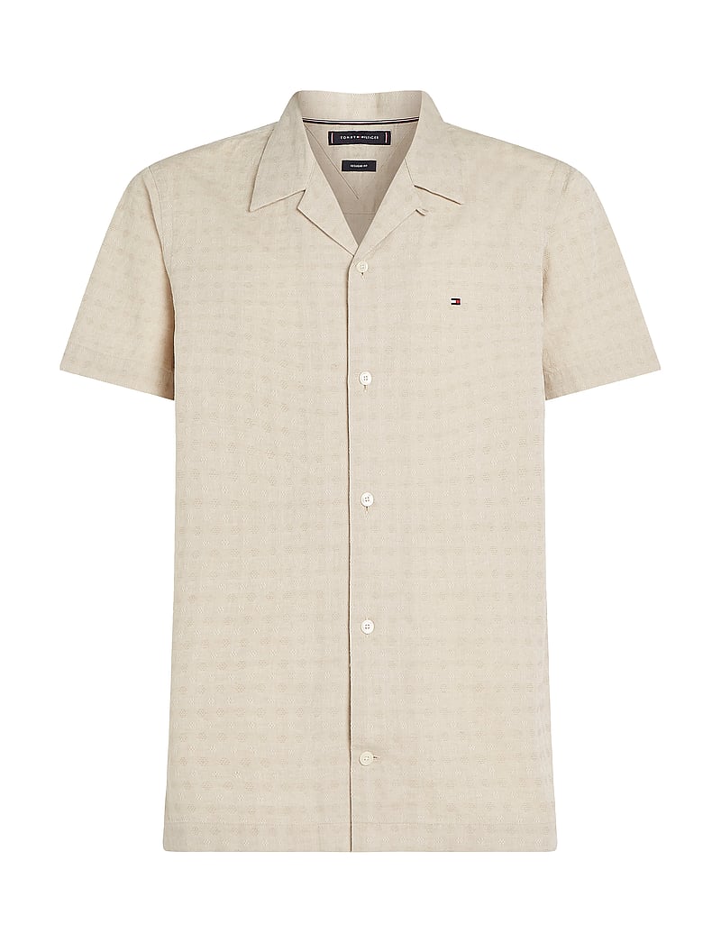 Tommy Hilfiger - COTTON LINEN DOBBY SS RF SHIRT - linen shirts - ivory silk - 0