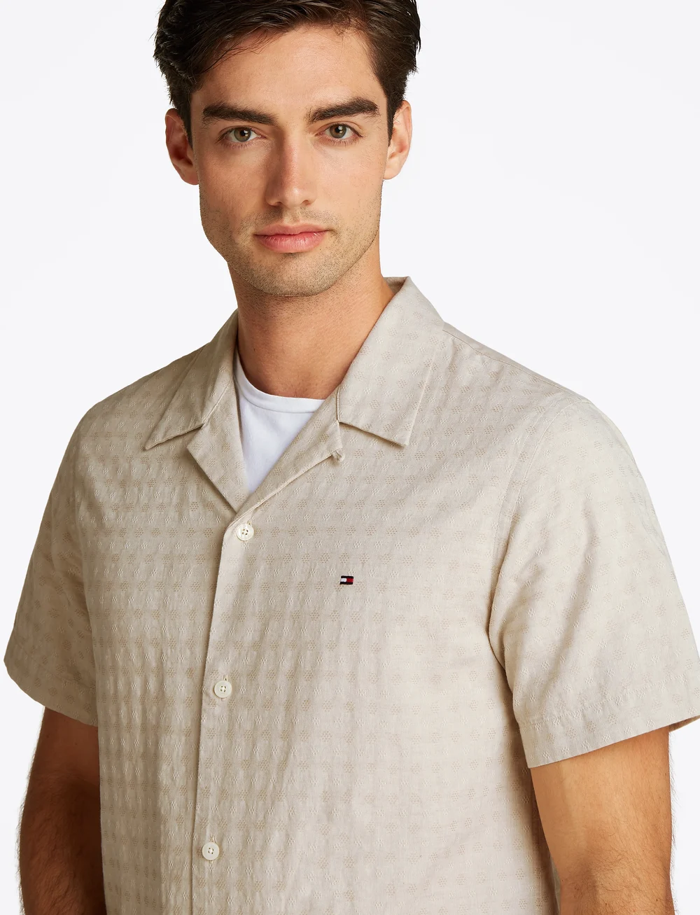 Tommy Hilfiger - COTTON LINEN DOBBY SS RF SHIRT - hørskjorter - ivory silk - 2