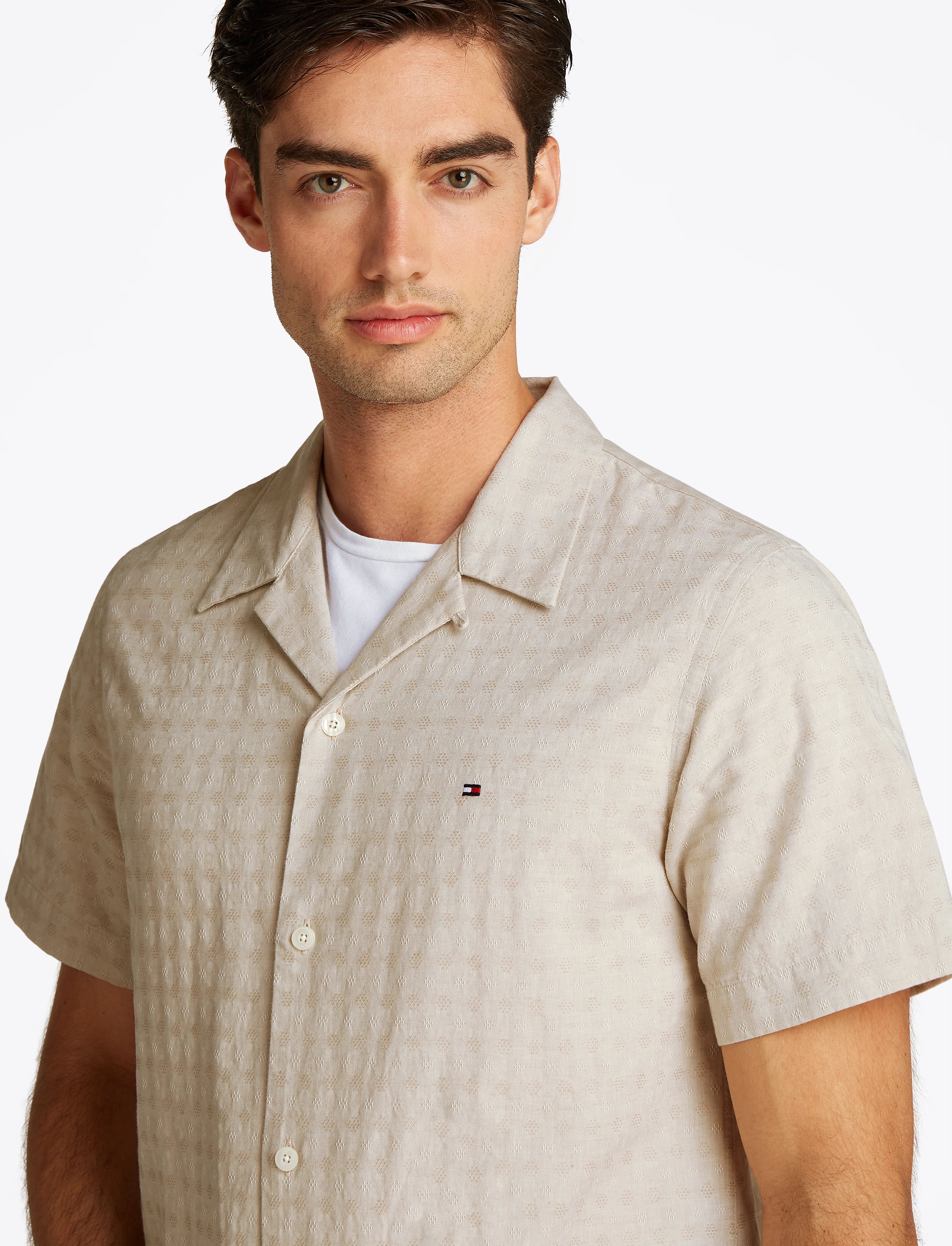 Tommy Hilfiger - COTTON LINEN DOBBY SS RF SHIRT - ivory silk - 2