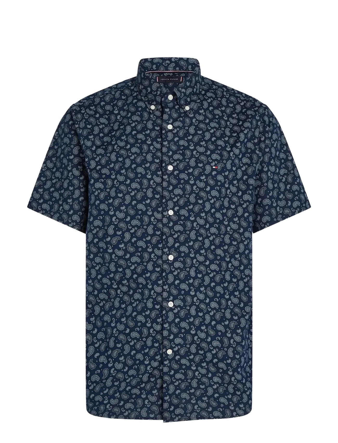 Tommy Hilfiger - COTTON LINEN PAISLEY RF SS SHIRT - kurzarmhemden - night sky - 1